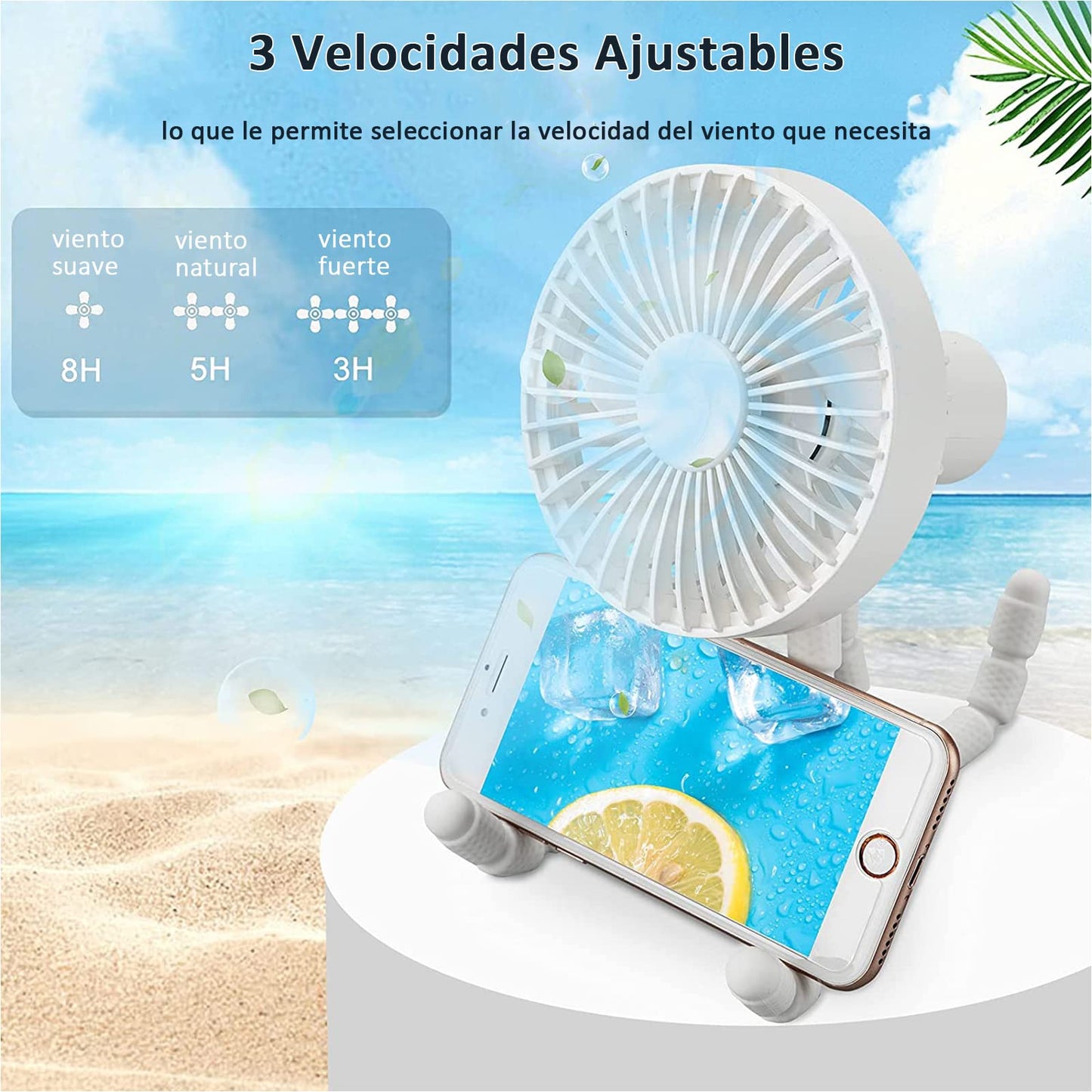 CALDERON - Ventilador Portátil,3 Velocidades,Ventilador de Cochecito Portátil,Ventilador de Escritorio Personal,Ventilador de Mano con Carga USB para Exteriores,Oficina,Viajes (Rosa)