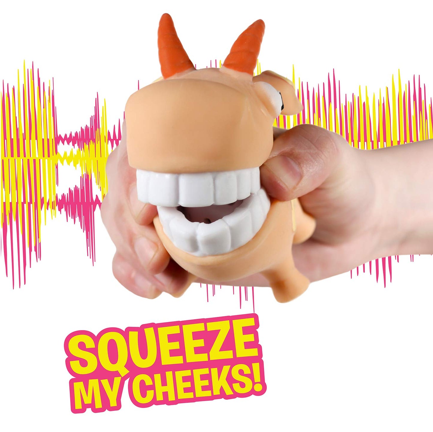 Hog Wild Scream-O Screaming Goat Toy – Aprieta las mejillas de la cabra y hace un divertido sonido de grito – Divertido relleno de calcetines, Navidad, broma, novedad, regalo de mordaza para niños,