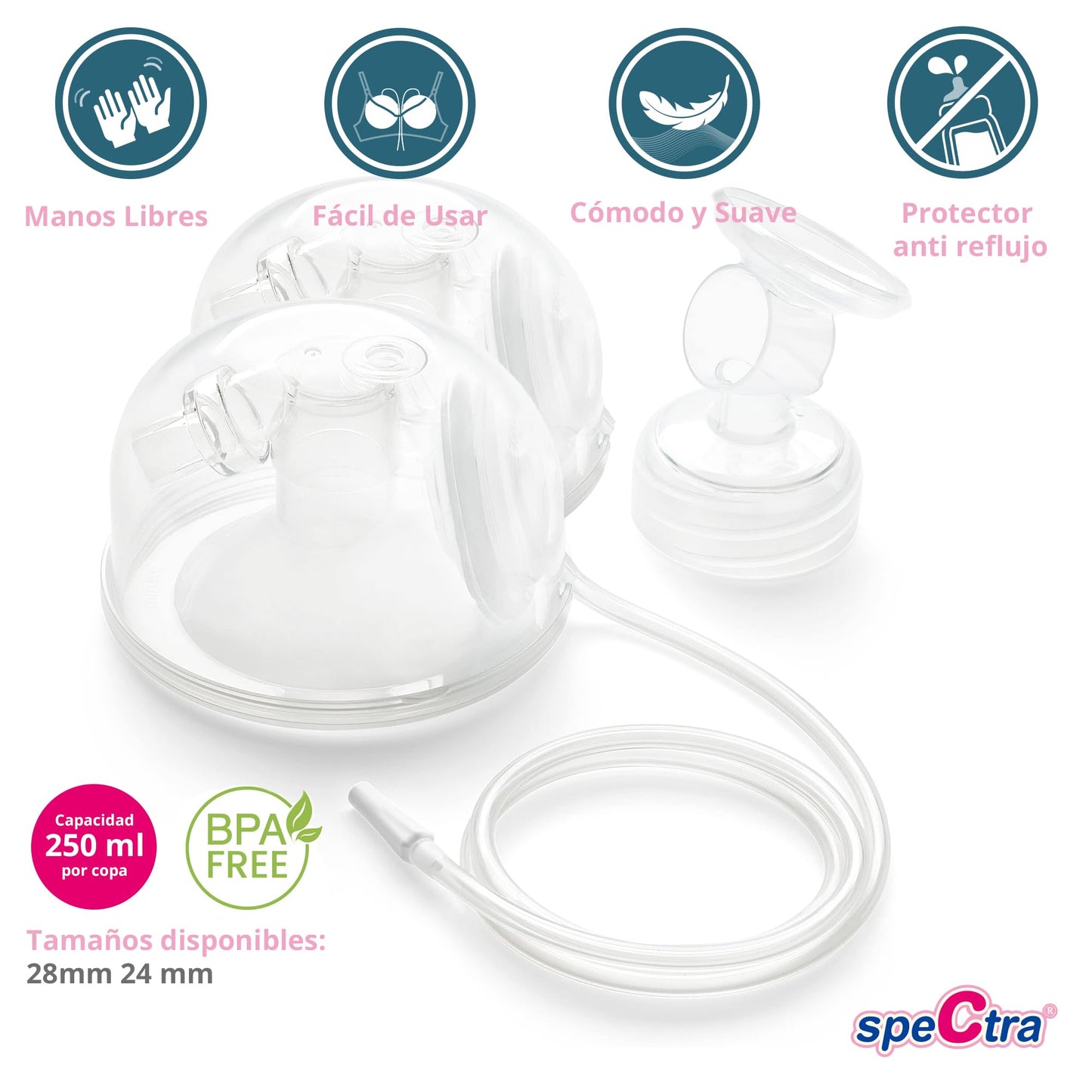 Copa Electrica Spectra Saca Leche Libre Manos Medida 28 mm