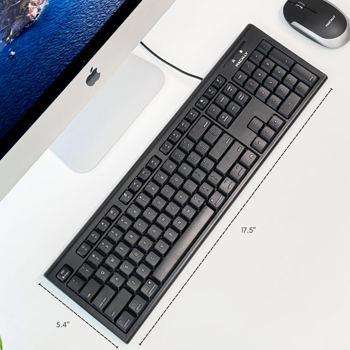 Teclado Macally Blanco con Cable y Almohadilla Numérica para Mac