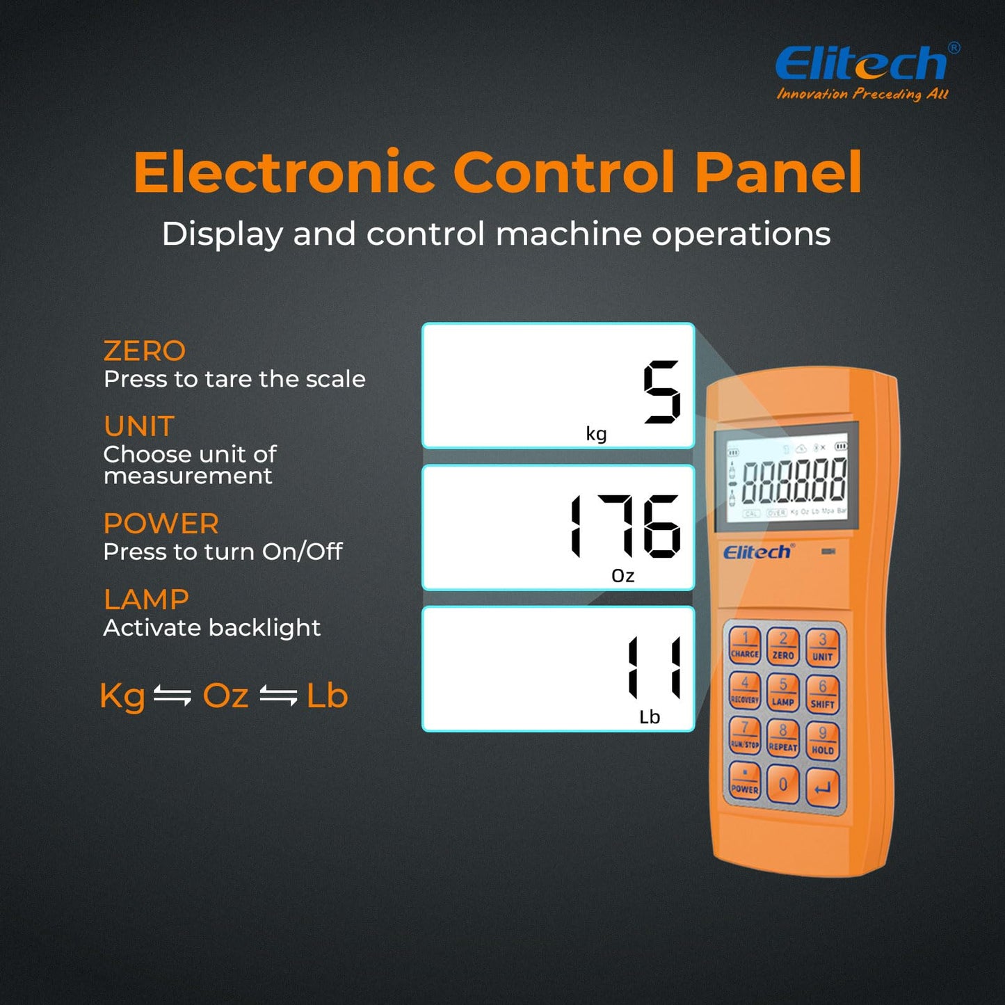 Elitech LMC-200 Báscula Electrónica Refrigerante la Medida Más Pesada 100KG Pesadora de Carga de Refrigerante Escala de Peso Digital para HVAC y AC Alta Precisión