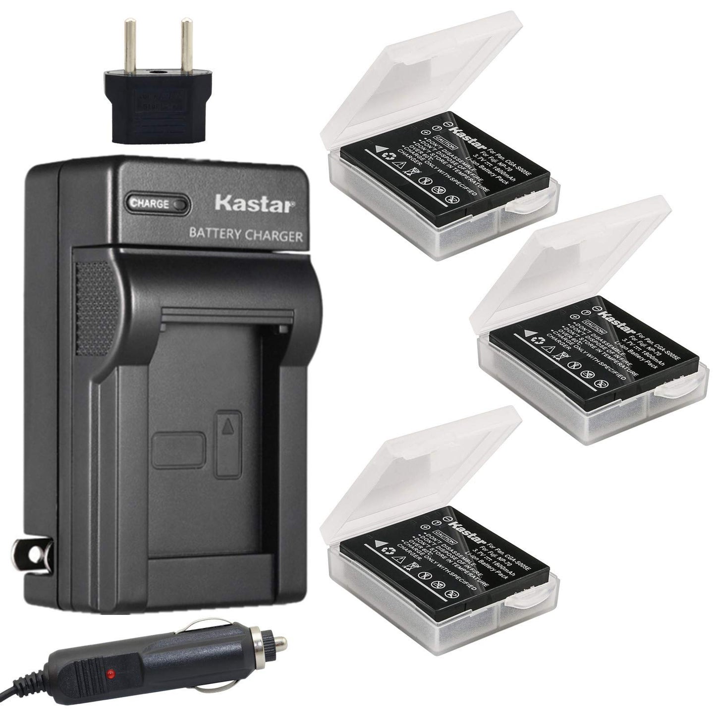 Kastar Batería 3X + Cargador para Panasonic Lumix CGA-S005 CGA-S005A/1B CGA-S005E CGA-S005GK DMW-BCC12 y Panasonic Lumix DMC-LX1 / DMC-LX2 / DMC-LX3 y Ricoh WG-M1 DMC-FX1 MC-FXXXXXX80 DMC-LX1 DMC-LX3