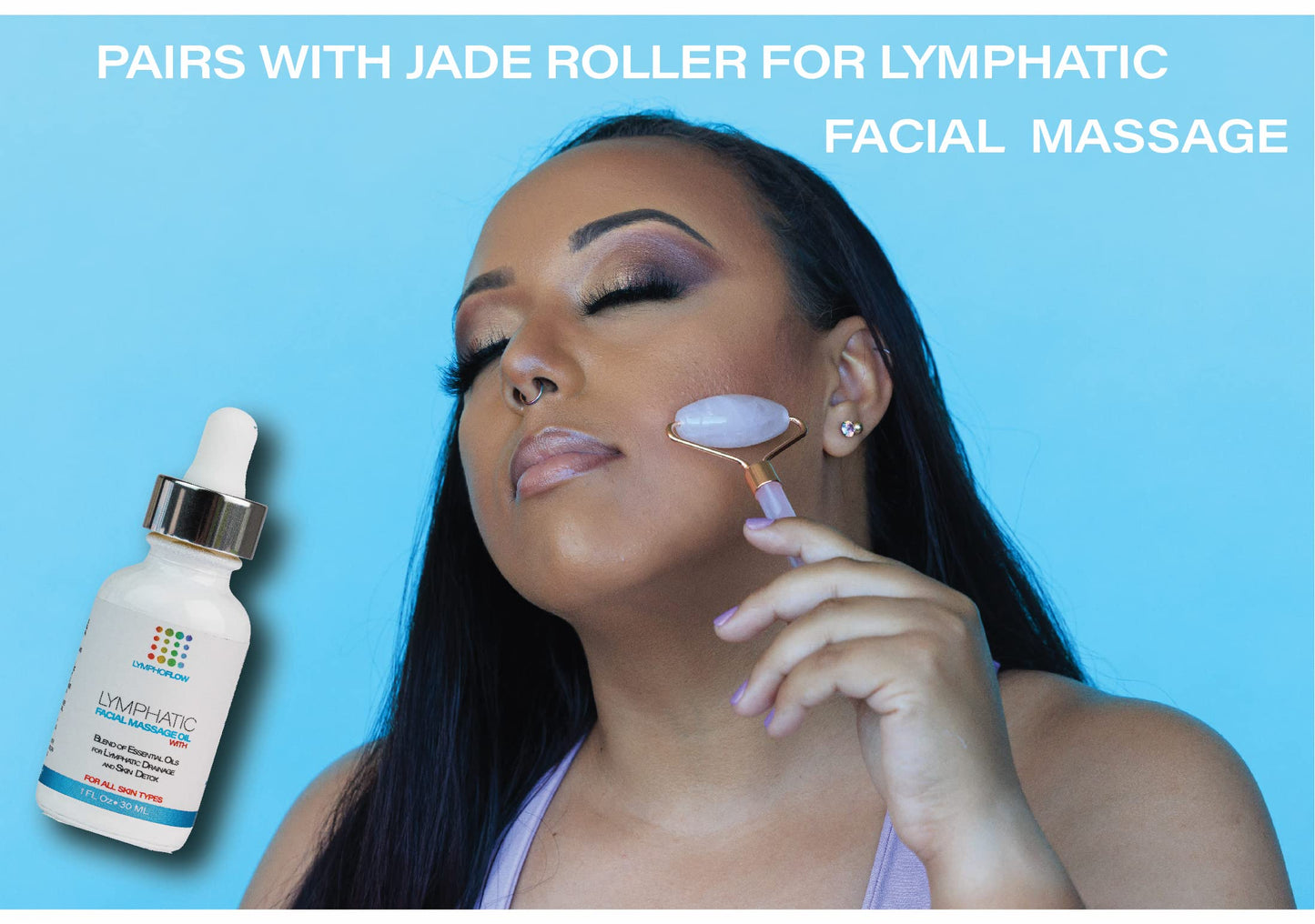 Bruizex Aceite de Drenaje Linfático Facial para Herramientas Faciales Gua Sha, Masajeador de Drenaje Linfático Facial Con Jojoba y Aceite de Coco, Usar Con Rodillo Facial, Rodillo de Jade, Herramienta