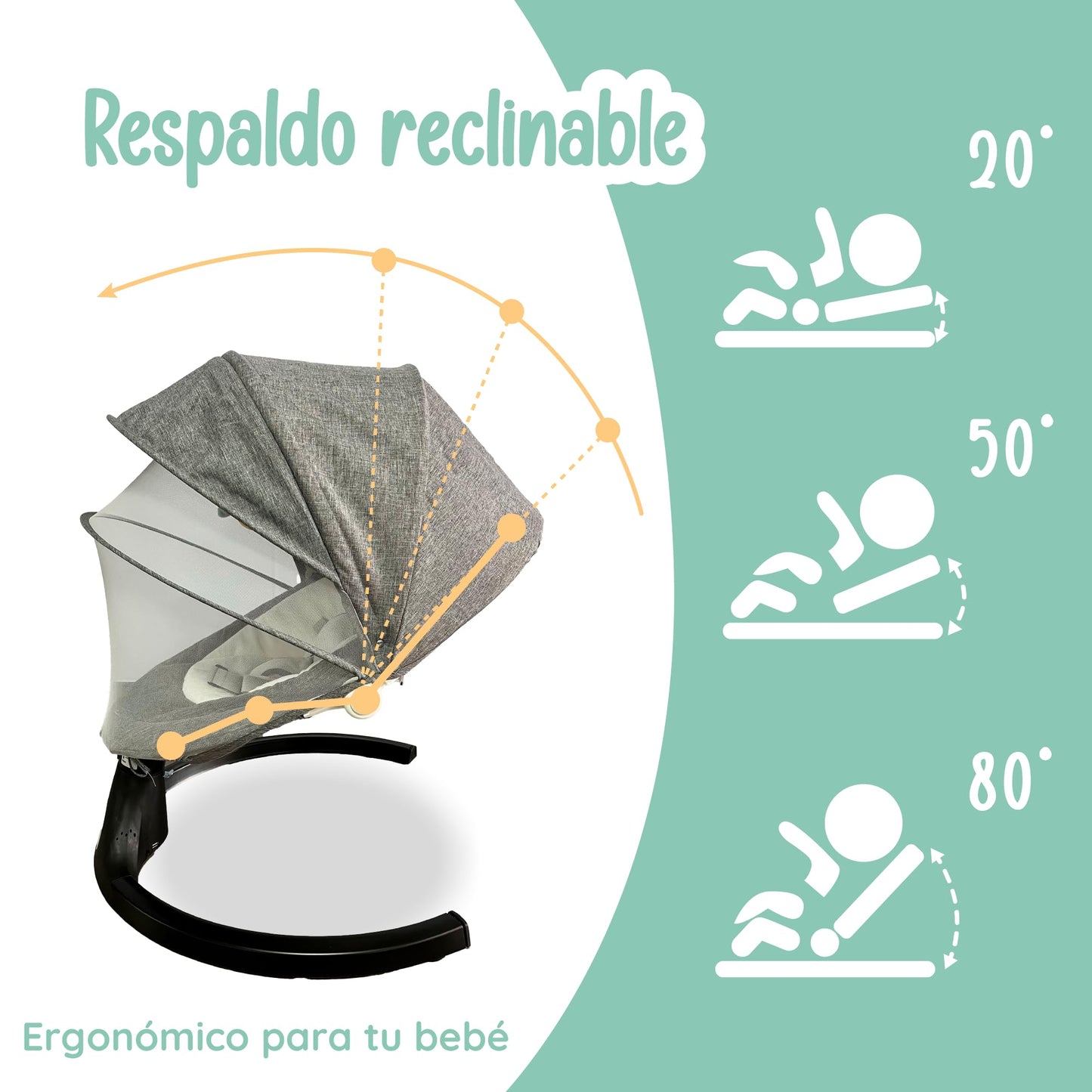 Mecedora Eléctrica YEI Beige con Control Remoto y Juguetes para Bebé