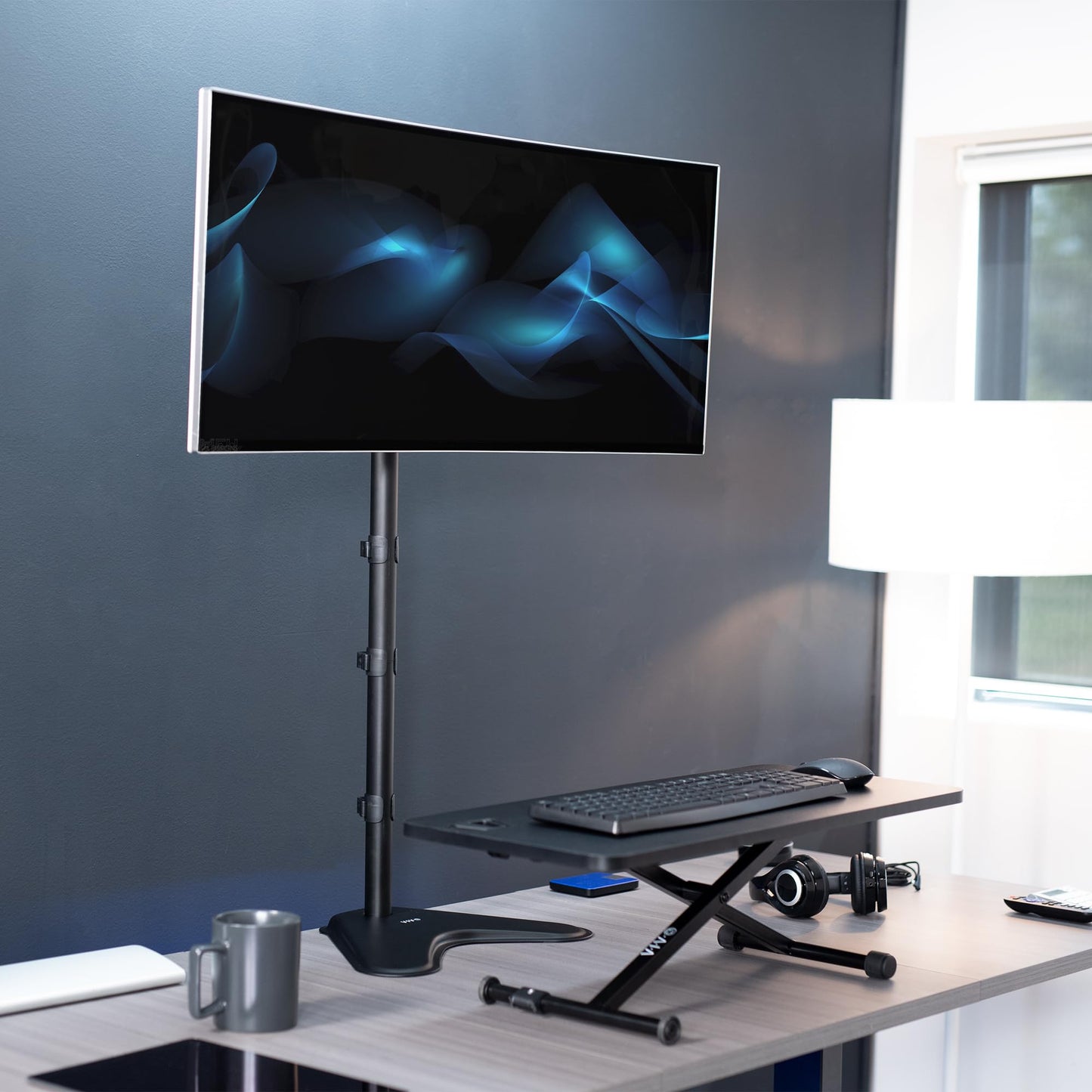 Soporte de Monitor VIVO Negro Ajustable Extra Alto para Escritorio 1 Pantalla hasta 27 Pulgadas