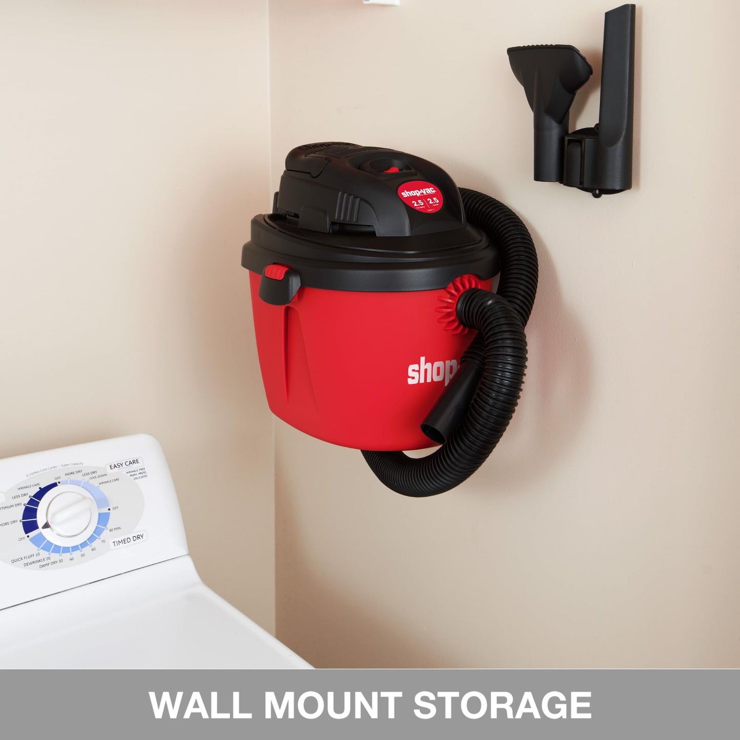 Aspiradora en Húmedo/Seco Shop-Vac Portátil Negra con Soporte de Pared para el Hogar y Lugar de Trabajo