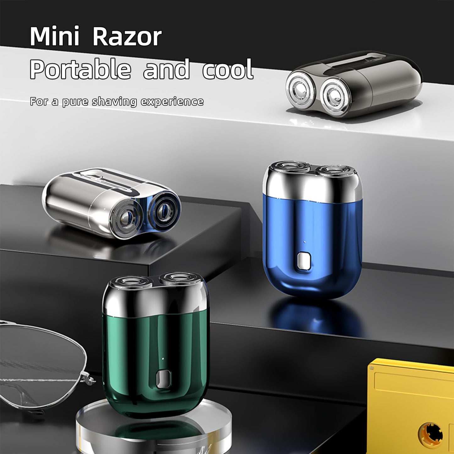 ChicVogue Mini Afeitadora Eléctrica De Doble Cabezal Modelo Nuevo Afeitadora De Bolsillo Mejorada Afeitadora De Doble Cabezal Lavable Mini Afeitadora Portátil Usb Afeitadora Eléctrica Compac