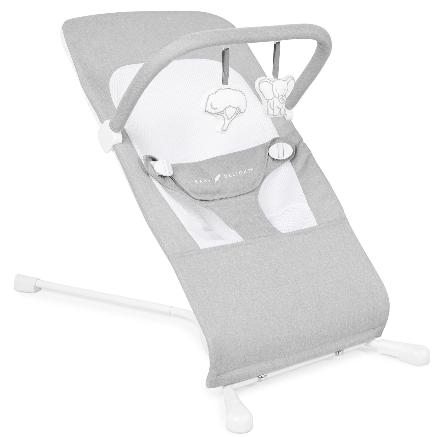 Baby Delight Highland Baby Bouncer | Infantil | 0-6 meses | Reclinado de 3 posiciones | Gris guijarro