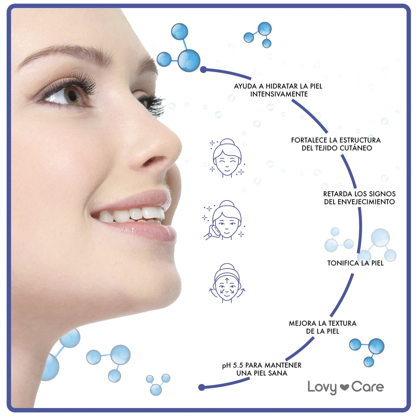 Lovy Care Serum Facial Cells Madre + Liposomes + COLAGENO tonificante, Regeneradora + pH 5.5 piel Sana