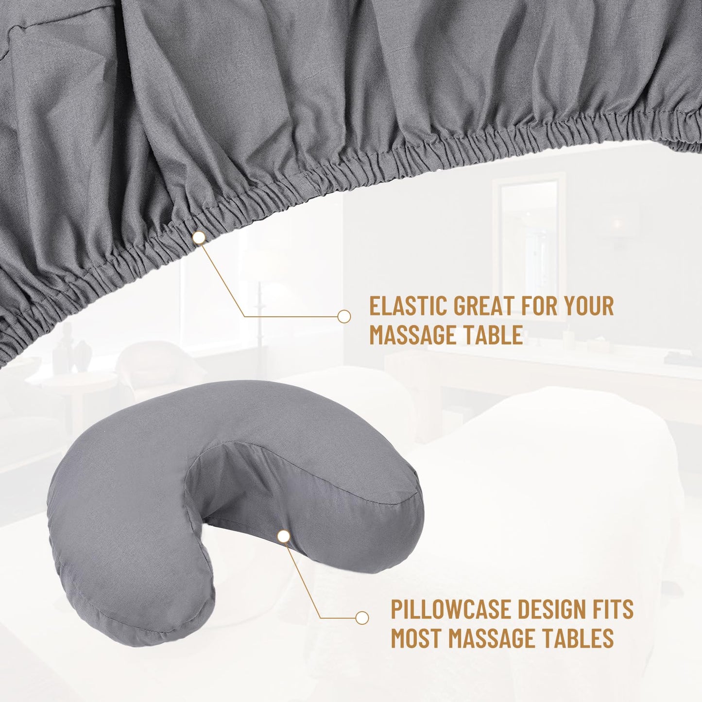 Juego de Sábanas de Microfibra para Mesa de Masaje con Funda Gris para Salón de Belleza y Spa