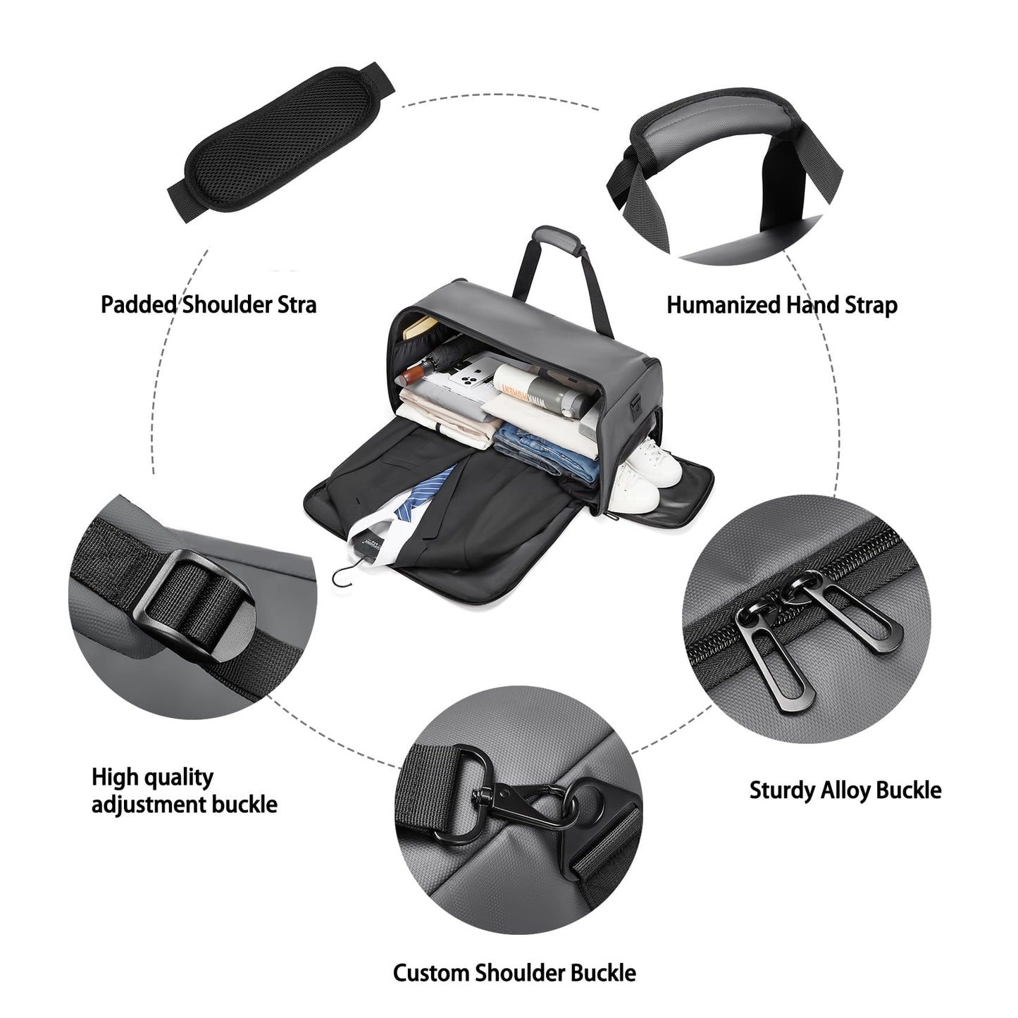 Bolsas de ropa para viajes, bolsas de traje para hombres, viajes, bolsa de ropa con compartimento para zapatos, bolsa de ropa convertible 2 en 1 impermeable con correa para el hombro,Moda y negocios