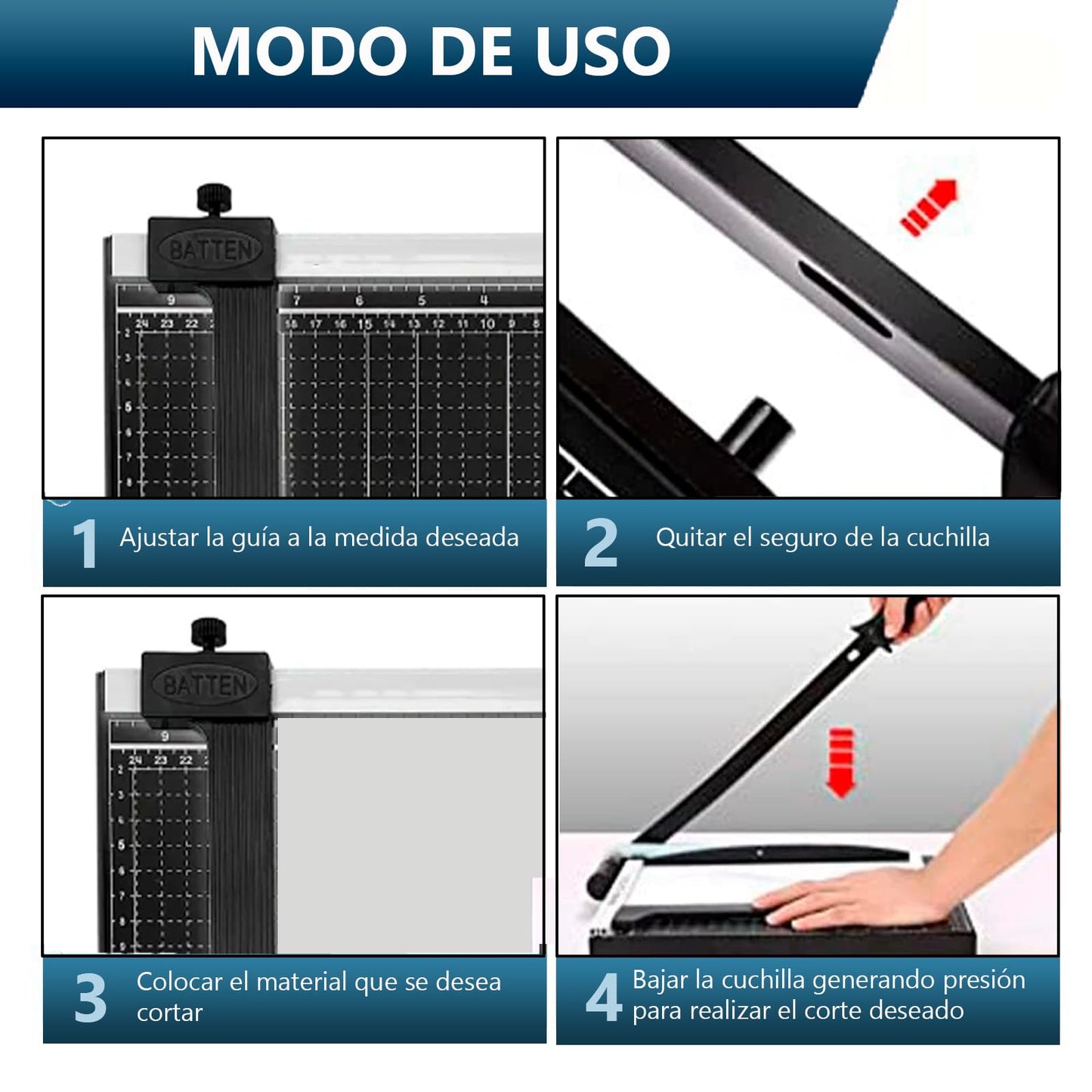 Guillotina Metal Cortador Afilado Papel Foto Tarjeta Cizalla A4 Diferentes Tamaño de Hoja para Hogar Oficina Casa Trabajo | Negro