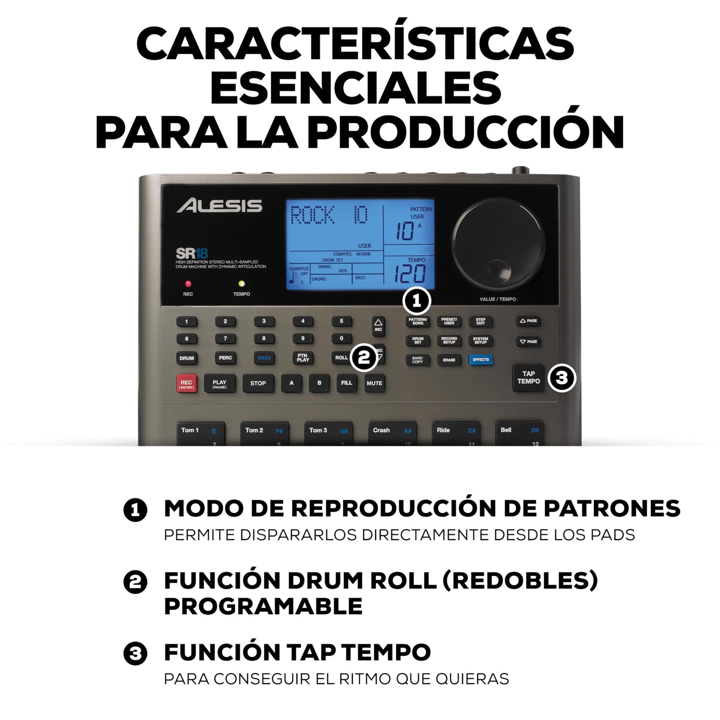 Alesis SR18 - Instrumento de percusión (Gris)
