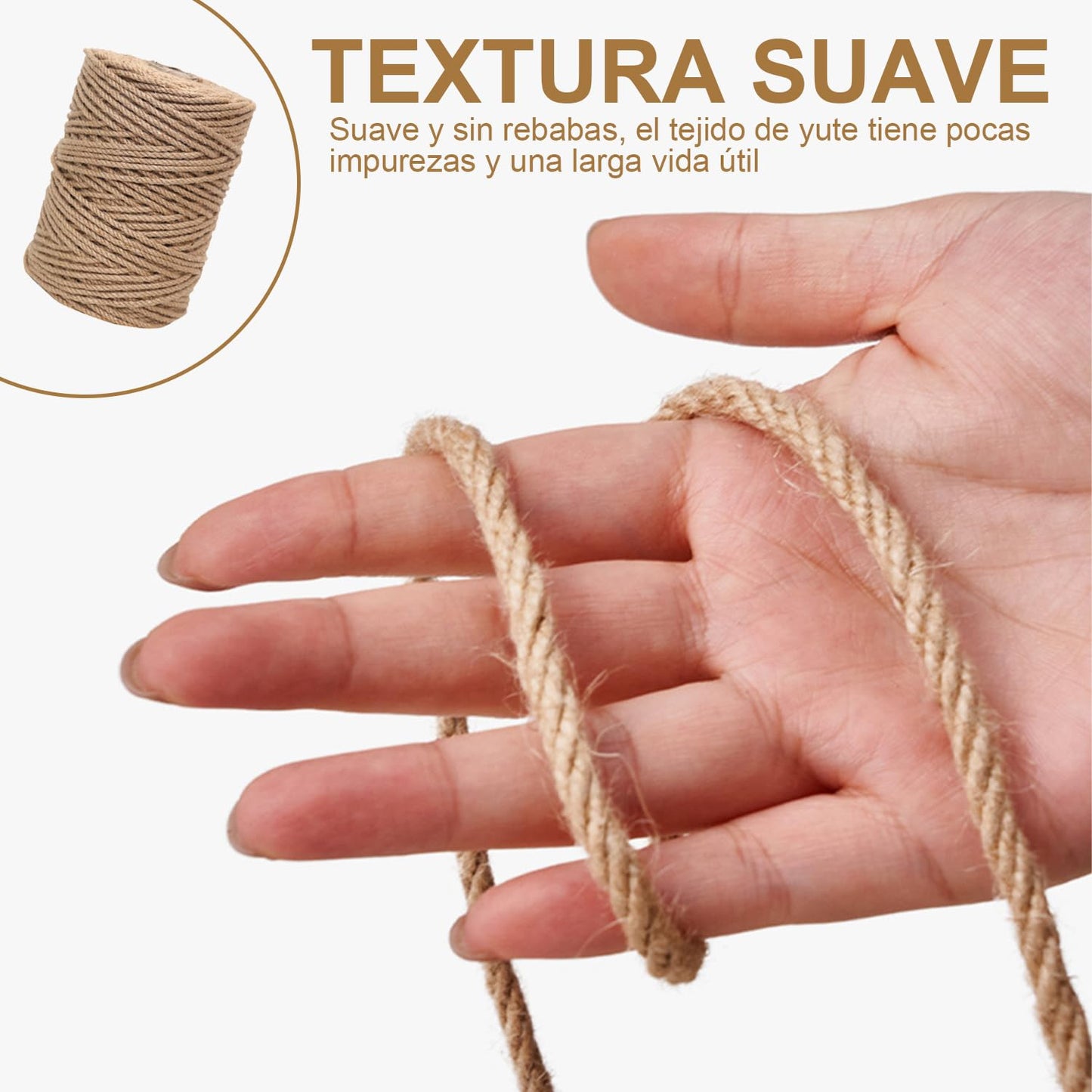 AEVIORA Cuerda de Sisal Natural para Gato Rascar, Cuerda de Yute Natural de 5MM*100M de Grosor para Postes de Arañazos, Duradero y No Suelto, Adecuado para Reparación y Reemplazo de Árboles de Gatos