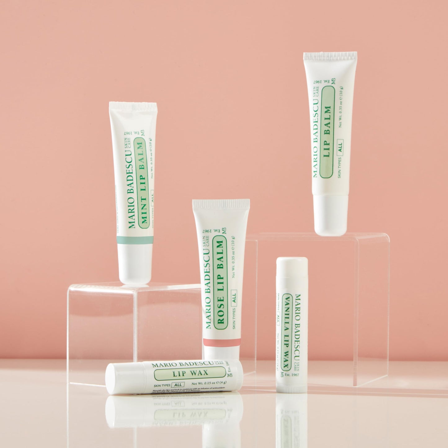 Mario Badescu Bálsamo labial para labios secos y agrietados, paquete trío que incluye menta, rosa y humectante original, cuidado ultra nutritivo para una sensación suave, tersa y flexible, 3 unidades