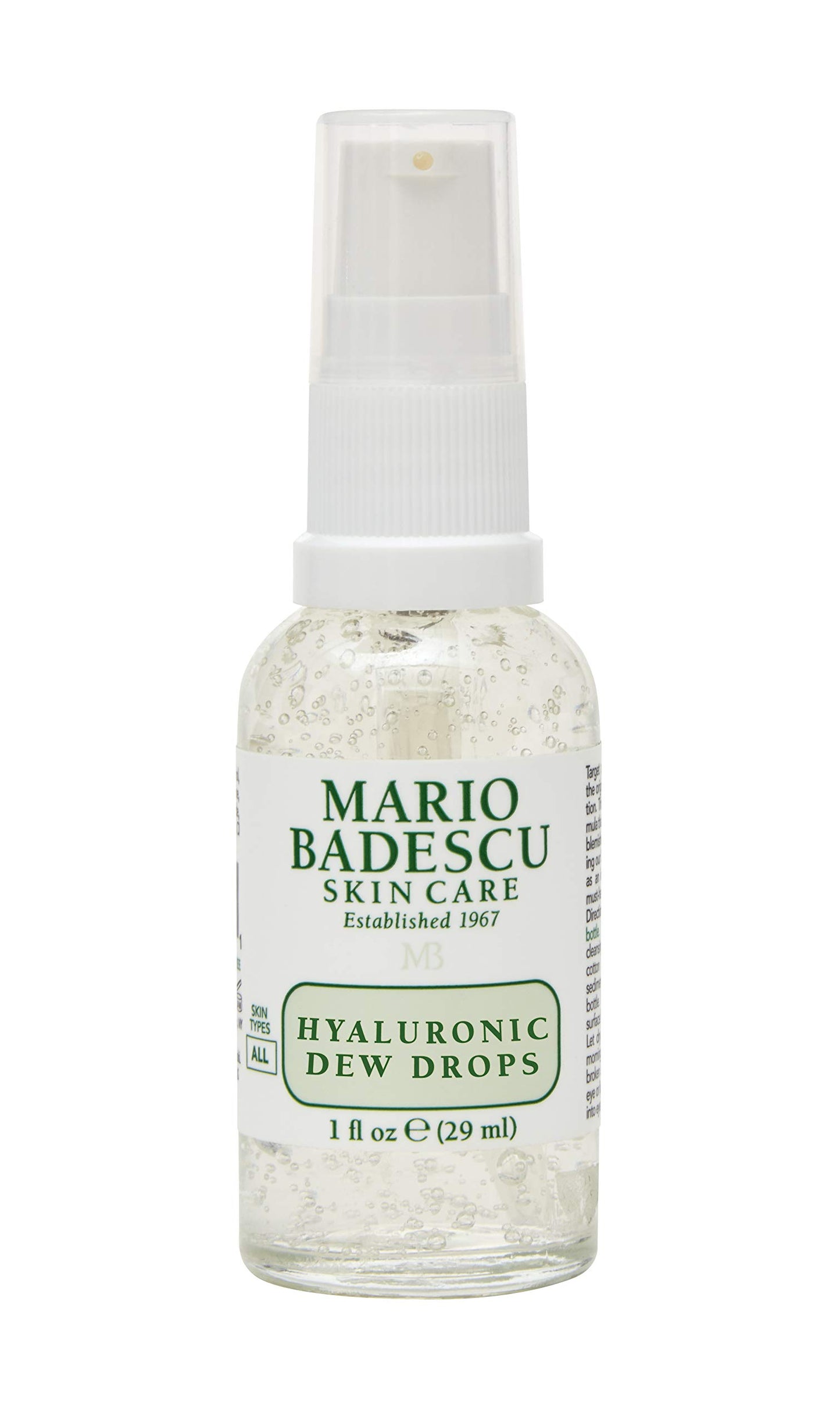 Mario Badescu Gotas de rocío hialurónico para todo tipo de piel – Gel-suero hidratante híbrido con hialuronato de sodio, niacinamida y extractos botánicos para un brillo húmedo y similar al vidrio – 29 ml