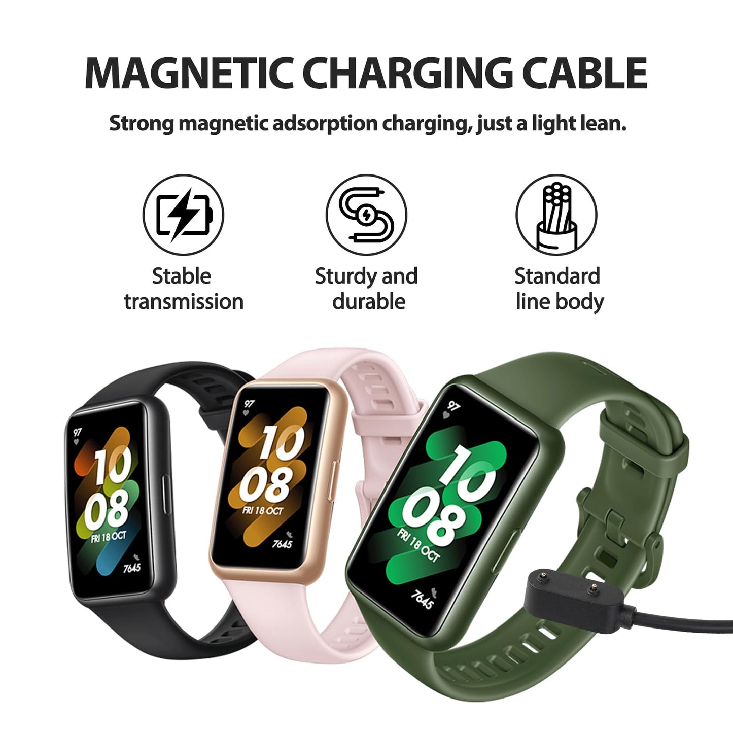 VEWIYT Cable Cargador USB para Huawei Band 10 9 8 7 6 y Huawei Watch Fit 3 2,USB Magnética Cable de Carga para Huawei Watch Kids 4 Pro,Huawei Watch Fit Special Edition,Honor Band 9 7 6-1M