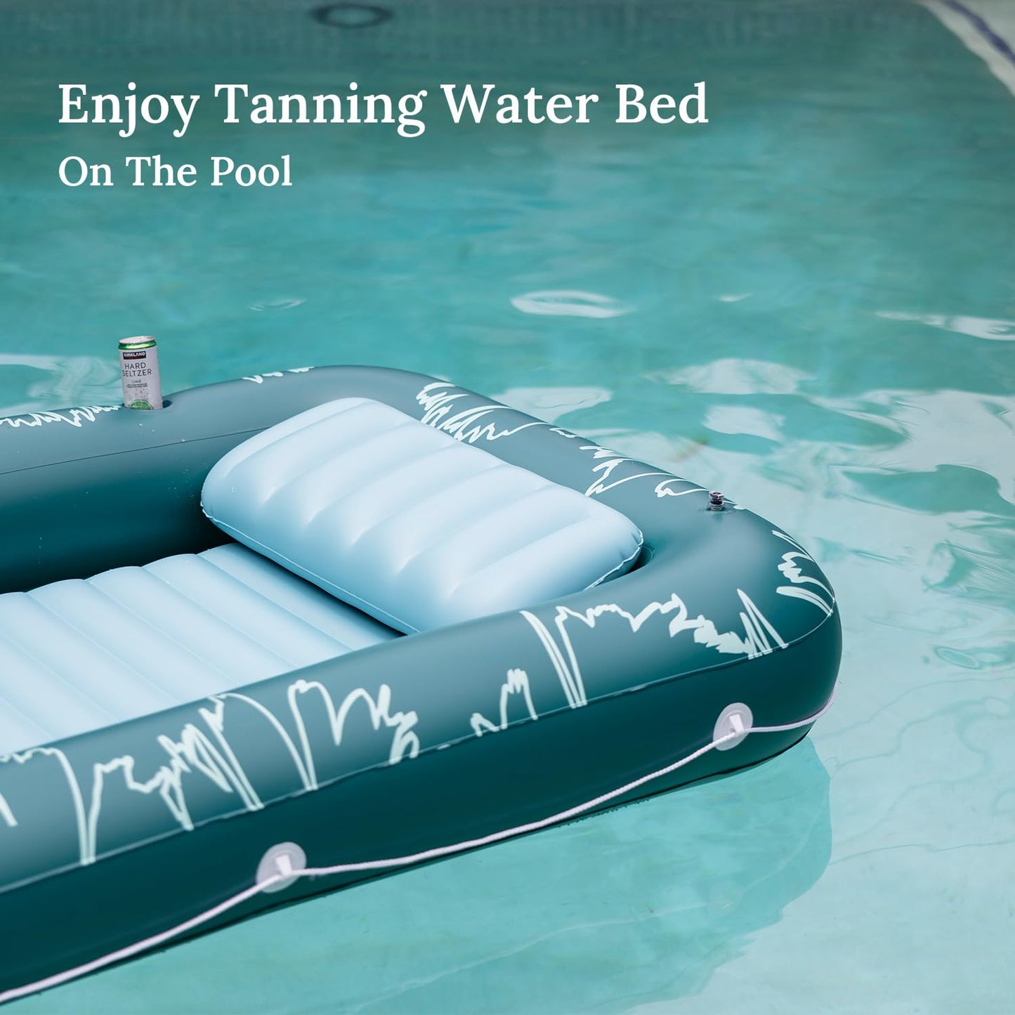 Sunrio Tanning Pool for Adults and Kids Inflatable Tanning Pool with Pillow Lounger Float Designed with Cup Holders Tanning Lounger for Pool Beach Lakeside Backyard Sunbathing Large