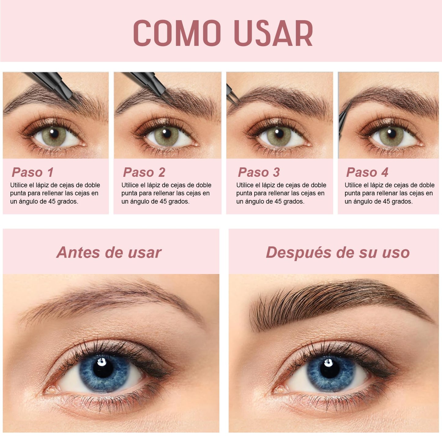 LEKOU Liquid Eyebrow Pen, 2 en 1 Dual-Ended Eyebrow Pencil, Lapiz de Cejas Larga Duracion 3D Waterproof, Plumín de Cejas Microblading para Delineador Cejas Natural (Marrón)
