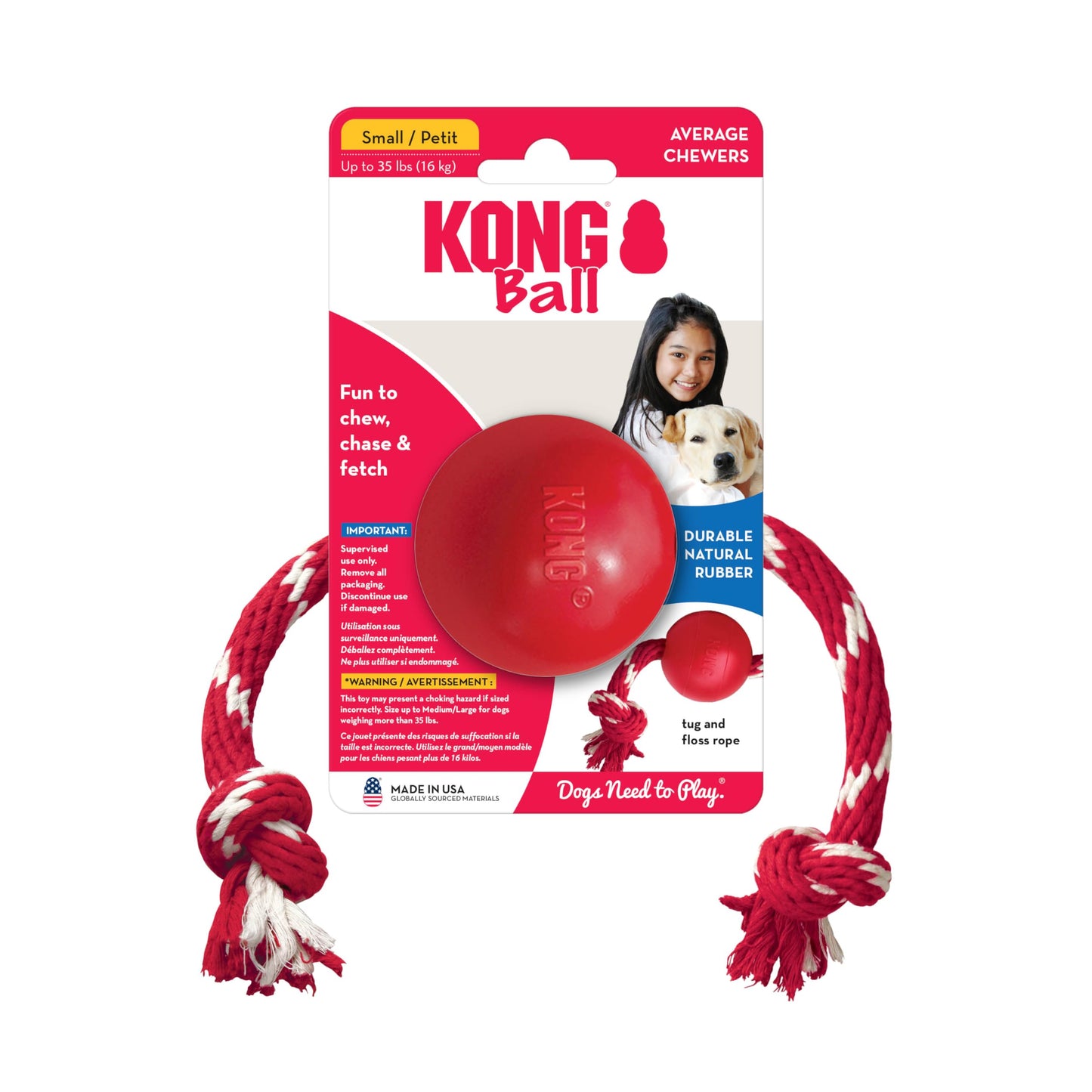 Kong pelota con cuerda chico
