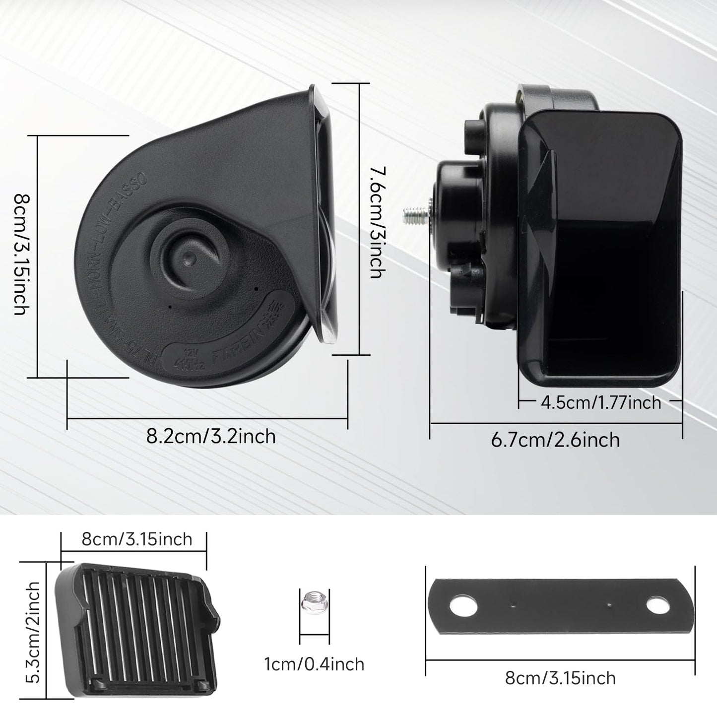 FARBIN Bocina automática especial con interfaz compatible con Honda/New Civic 12 V, bocina de coche fuerte con rejilla protectora, bocinas eléctricas de caracol de tono dual, impermeables y a prueba