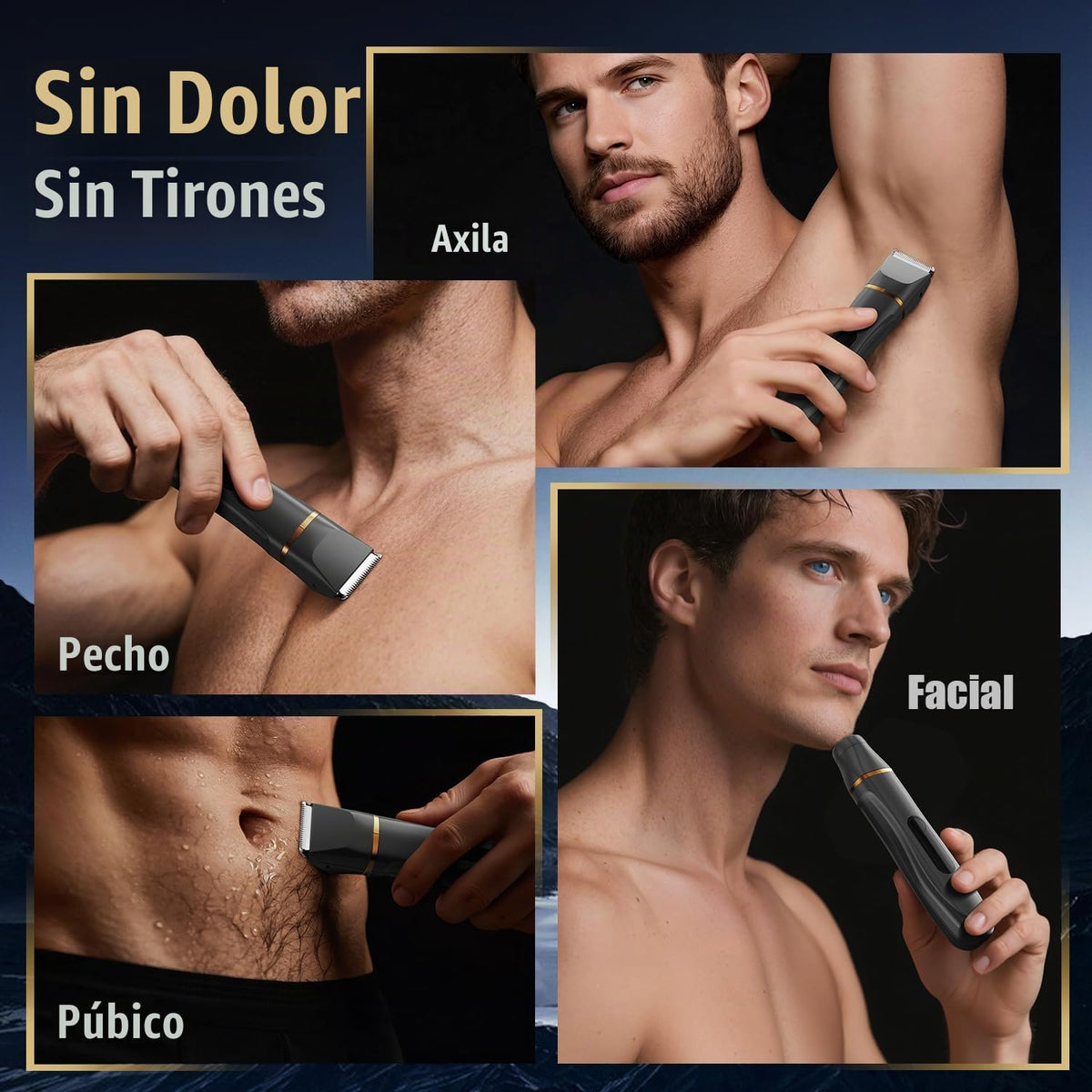 Rasuradora de Lámina y Recortadora de Bikini para Mujer, Depiladora Eléctrica Impermeable e Indolora para Piernas, Cuerpo, Axilas y Vello Facial, Inalámbrica con Cuchilla Cerámica, Base de Carga USB, Tamaño de Viaje, Regalo para Ella (Negro)