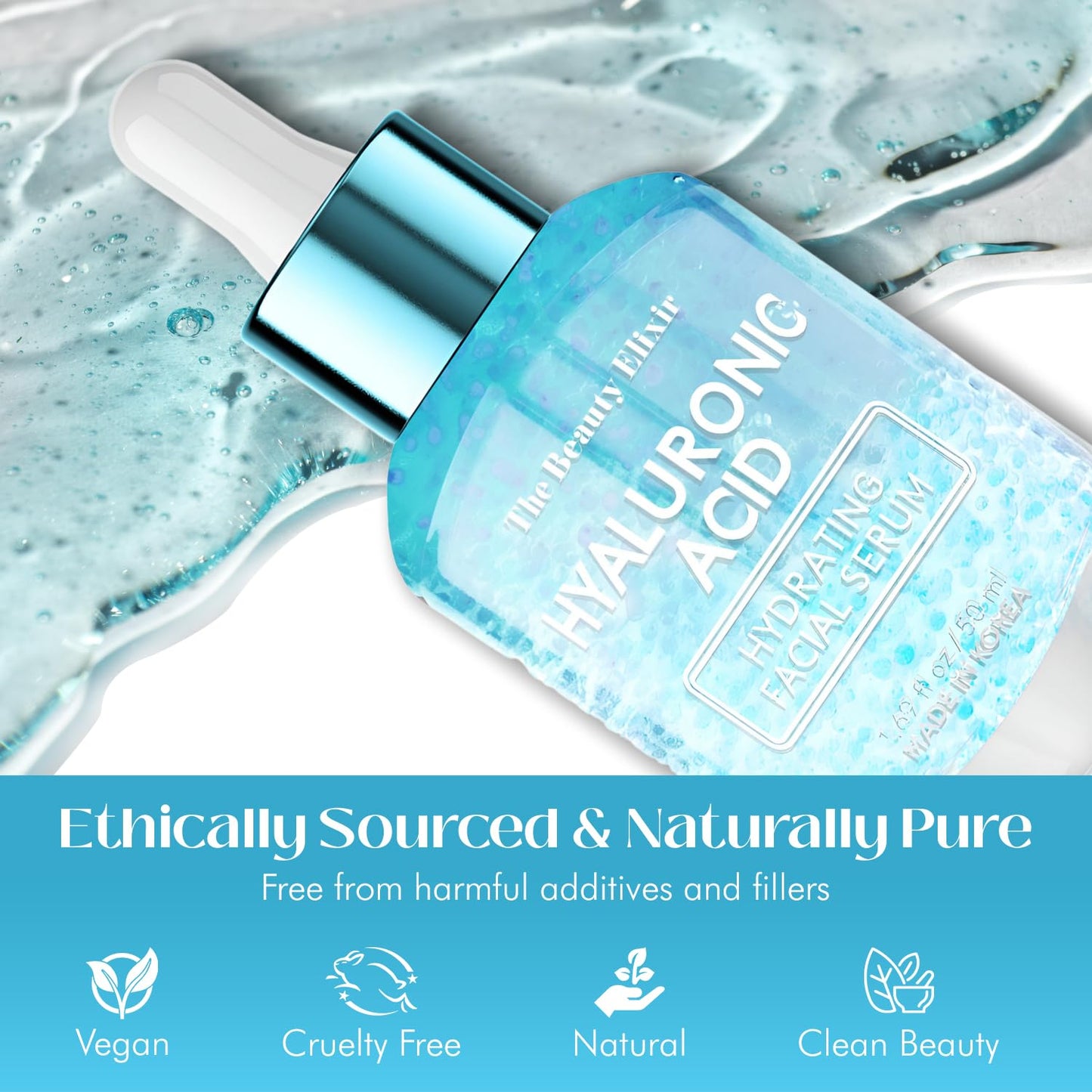 The Beauty Elixir Suero De Ácido Hialurónico Beauty Elixir Para El Rostro: Tratamiento Antienvejecimiento, Hidratante Y Rejuvenecedor Para Líneas Finas Y Arrugas. Cuidado De La P Ácido Hialurónico 1,