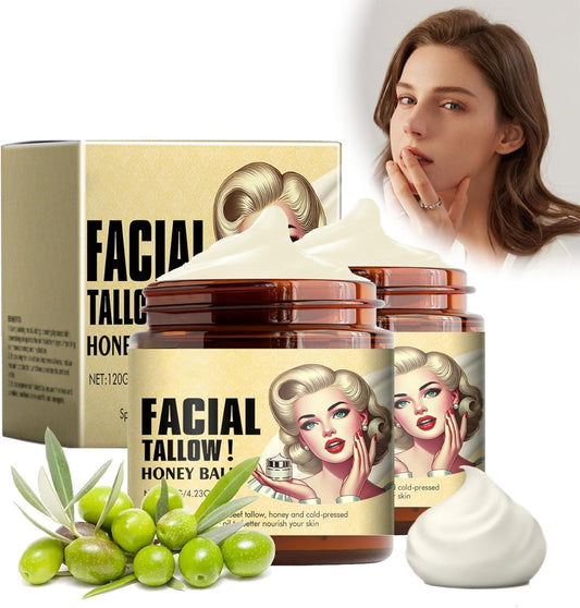 Beef Tallow for Skin, 2PCS Beef Tallow and Honey Balm, Butter Balm for Face and Body,120g of Beef Tallow Honey Moisturiser