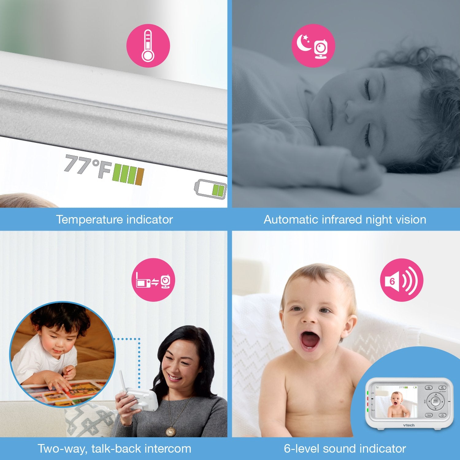 Monitor de Bebé VTech Blanco con Paquete Individual