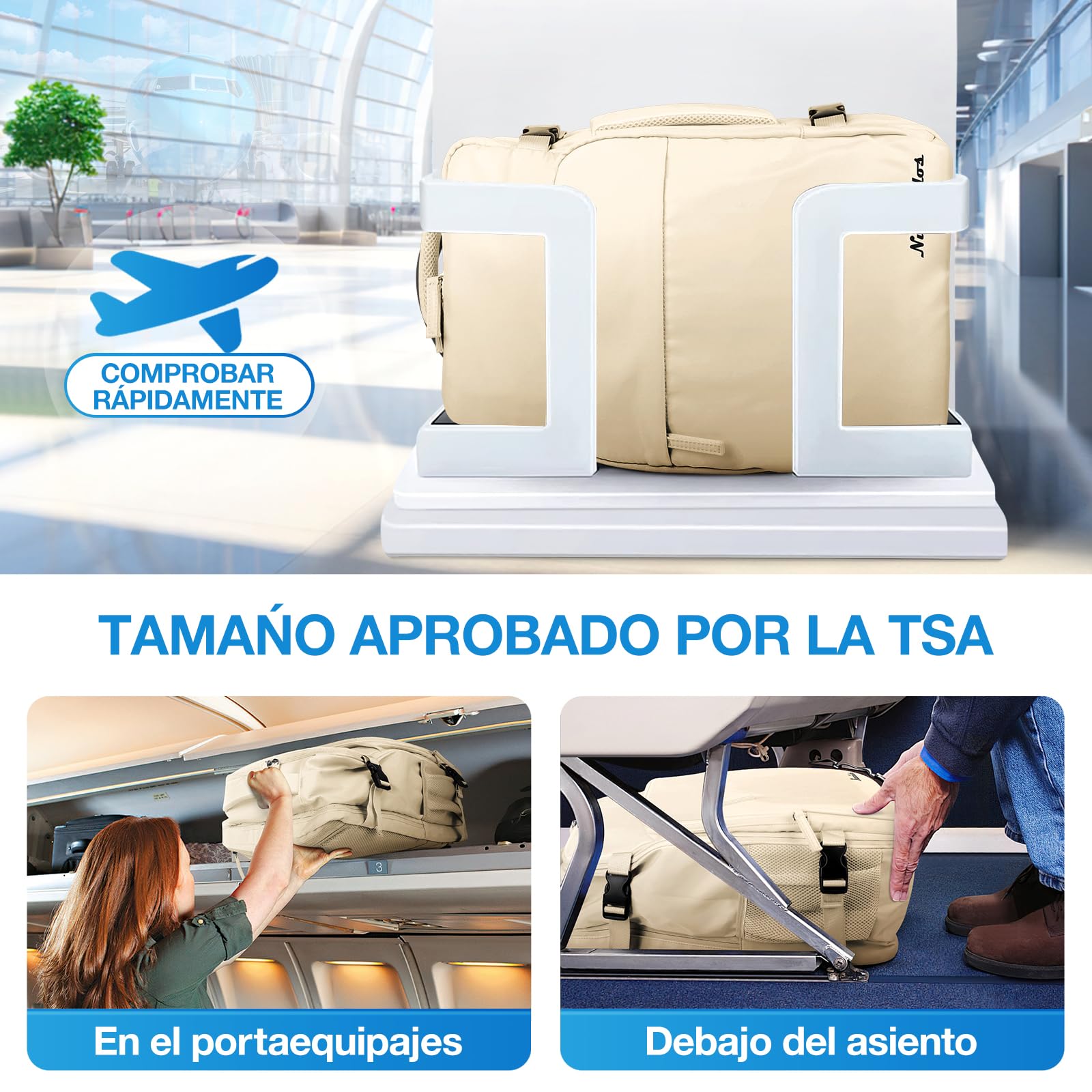 Mochila de Viaje para Laptop 15,6 Pulgadas Beige Impermeable de Gran Capacidad para Hombres y Mujeres