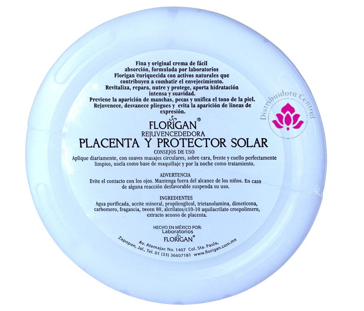 Crema Rejuvenecedora Placenta y Protector Solar Florigan® 350grs.