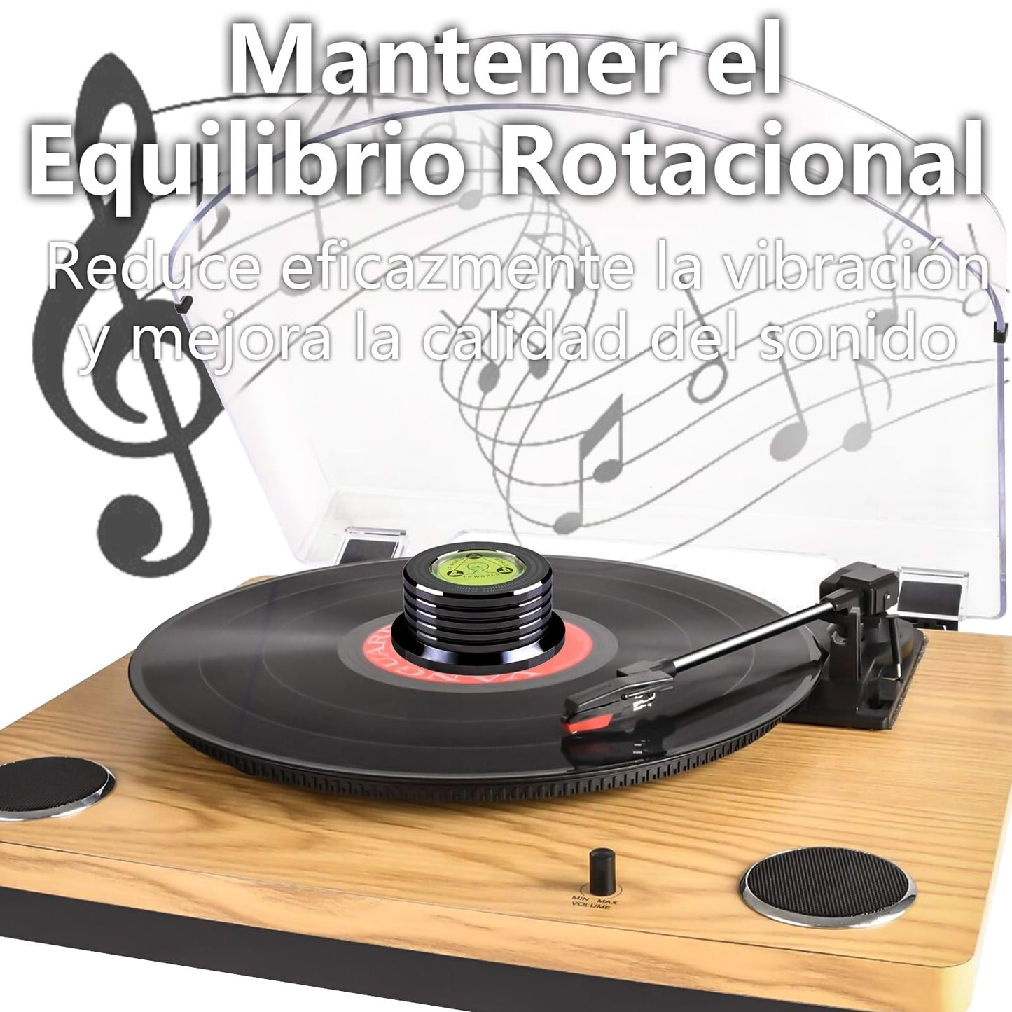 Estabilizador de Discos de Vinilo UTHBVSVK Plata con Nivelación y Medición de Velocidad