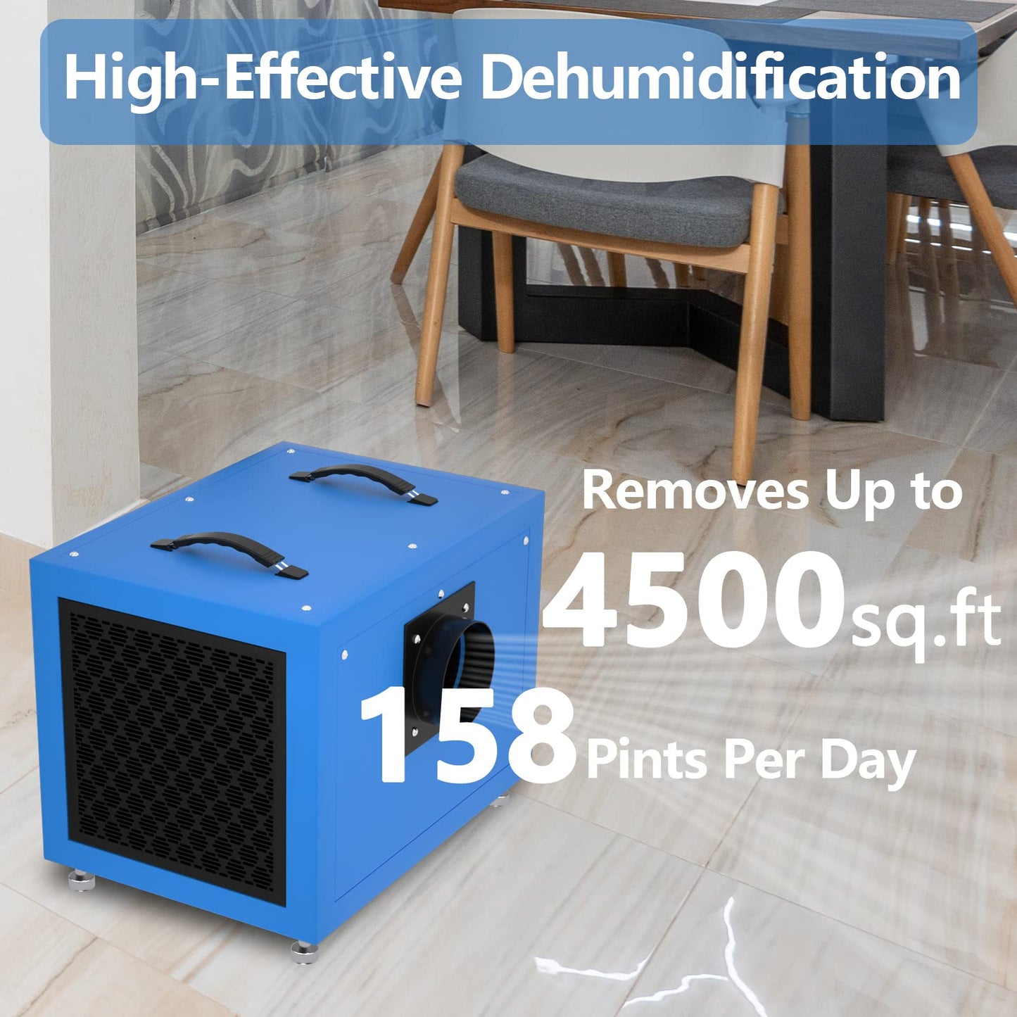 Deshumidificador SAHAUHY Azul con Manguera de Drenaje y Filtro Lavable