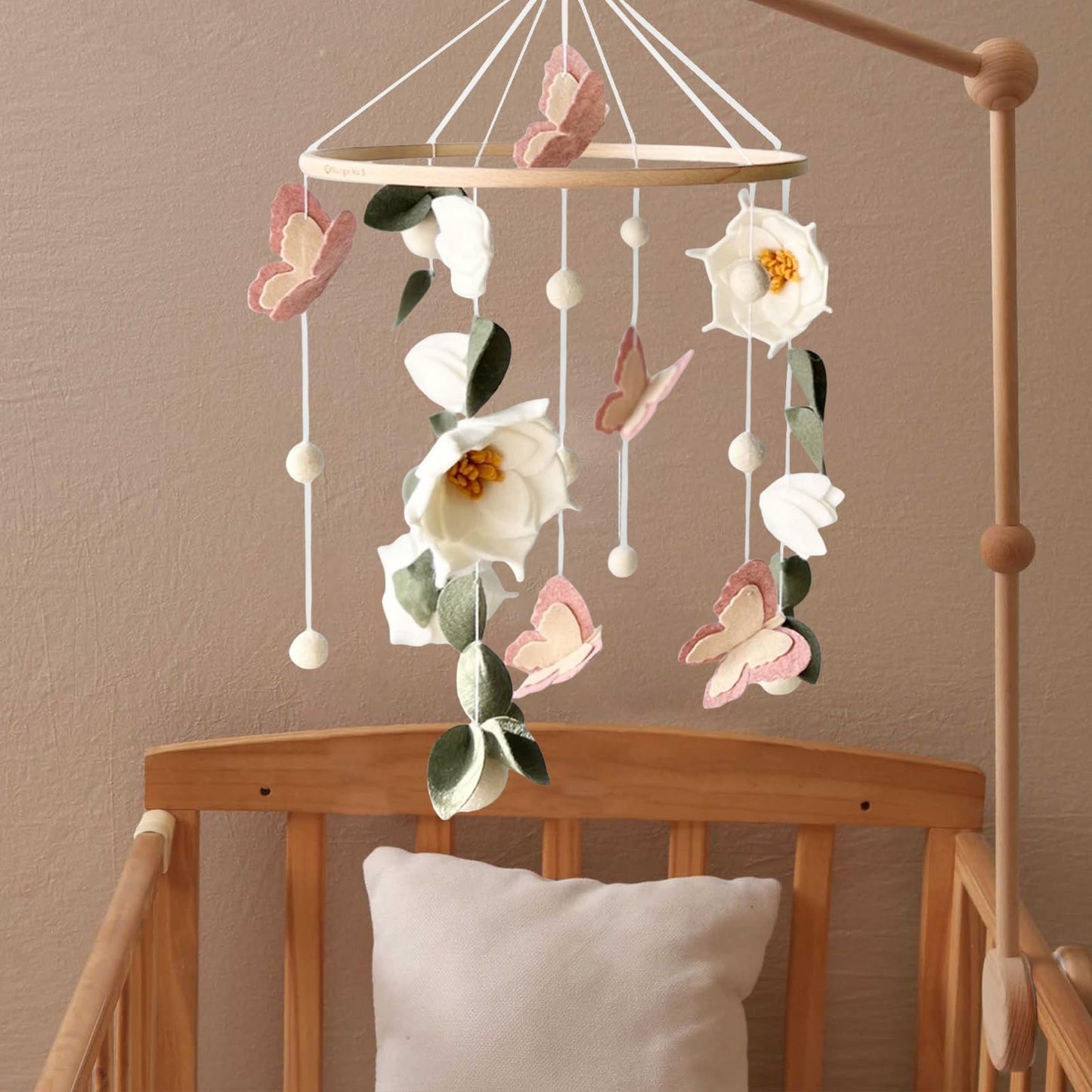 Decoración floral para bebé, diseño de mariposas de fieltro, para cuna, niños, niñas, estilo bohemio, neutro, regalo para colgar para decoración de guardería, accesorios