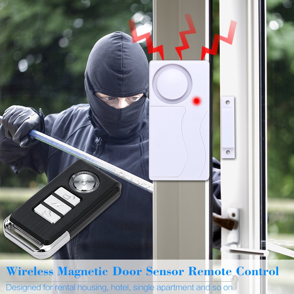 Alarma de Puertas y Ventanas Mengshen Blanca Inalámbrica con Control Remoto