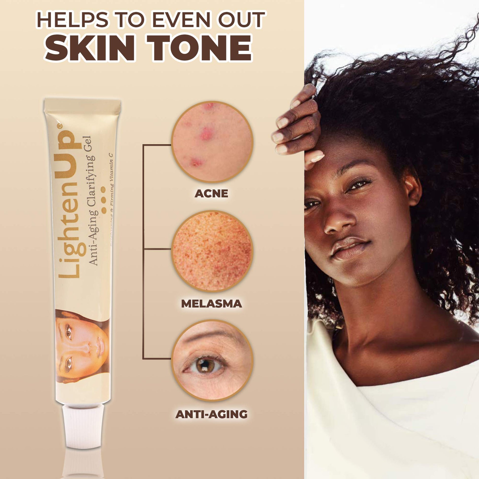 LightenUp | Gel hidratante Facial Despigmentante | Con Vitamina C, Alfa arbutina y Aceite de argan | Trata Manchas y zonas Oscuras | Textura en Gel con Ingredientes Naturales | 30Ml 1 0z