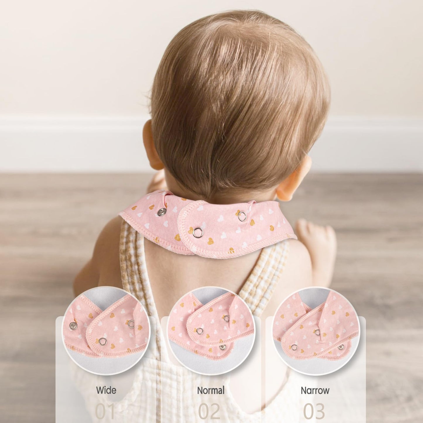 Baberos Impermeables Termichy Rosa Claro para Niño, 8 Piezas Algodón para Dentición y Alimentación