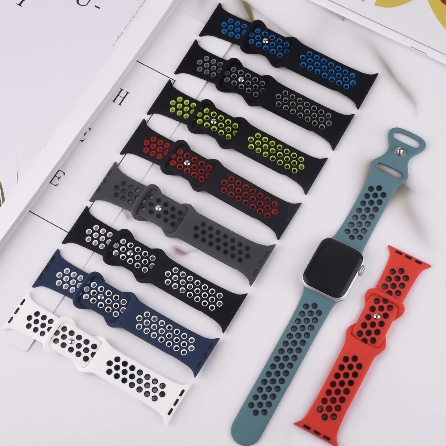 Paquete de 3 bandas deportivas compatibles con Apple Watch Band 42mm(Serie 3 2 1) 44mm 45mm 46mm 49mm Mujeres Hombres, correas de repuesto transpirables de silicona suave compatibles con iWatch Ultra SE Series 10 9 8 7 6 5 4 3 2 1 (44/45/46/49/42mm(Series