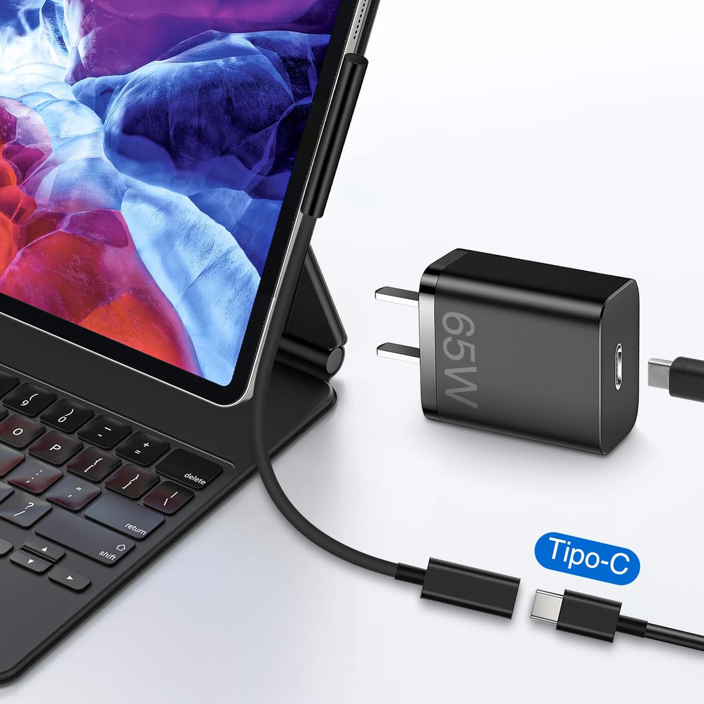 Adaptador de Carga Tipo C Hembra a Microsoft Surface en Negro Carga Rápida 65W para Surface Pro 3/4/5/6 GO Book 1/2 Laptop 1/2