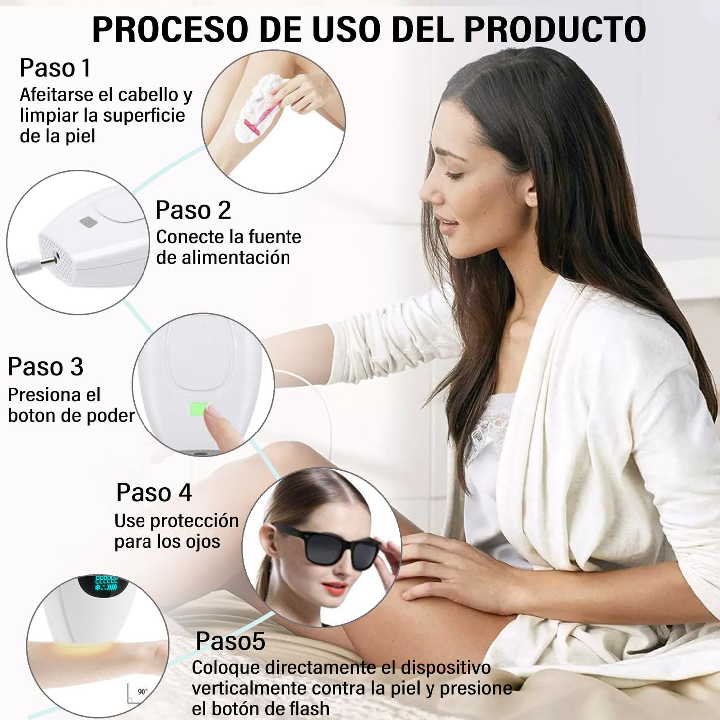 Depiladora IPL MNJKJHL Verde Profesional con 999,999 Destellos para Mujer
