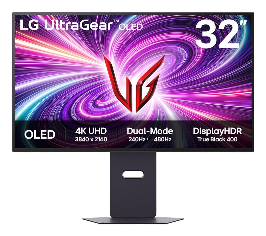 LG Ultragear OLED Gaming Monitor 32GS95UV-B, UHD 4K de 32 Pulgadas, Modo Dual 4K: 240Hz / FHD: 480Hz, 0.03ms Tiempo de Respuesta, NVIDIA G-Sync y AMD FreeSync Premium Pro, Altavoces estéreo de 7W