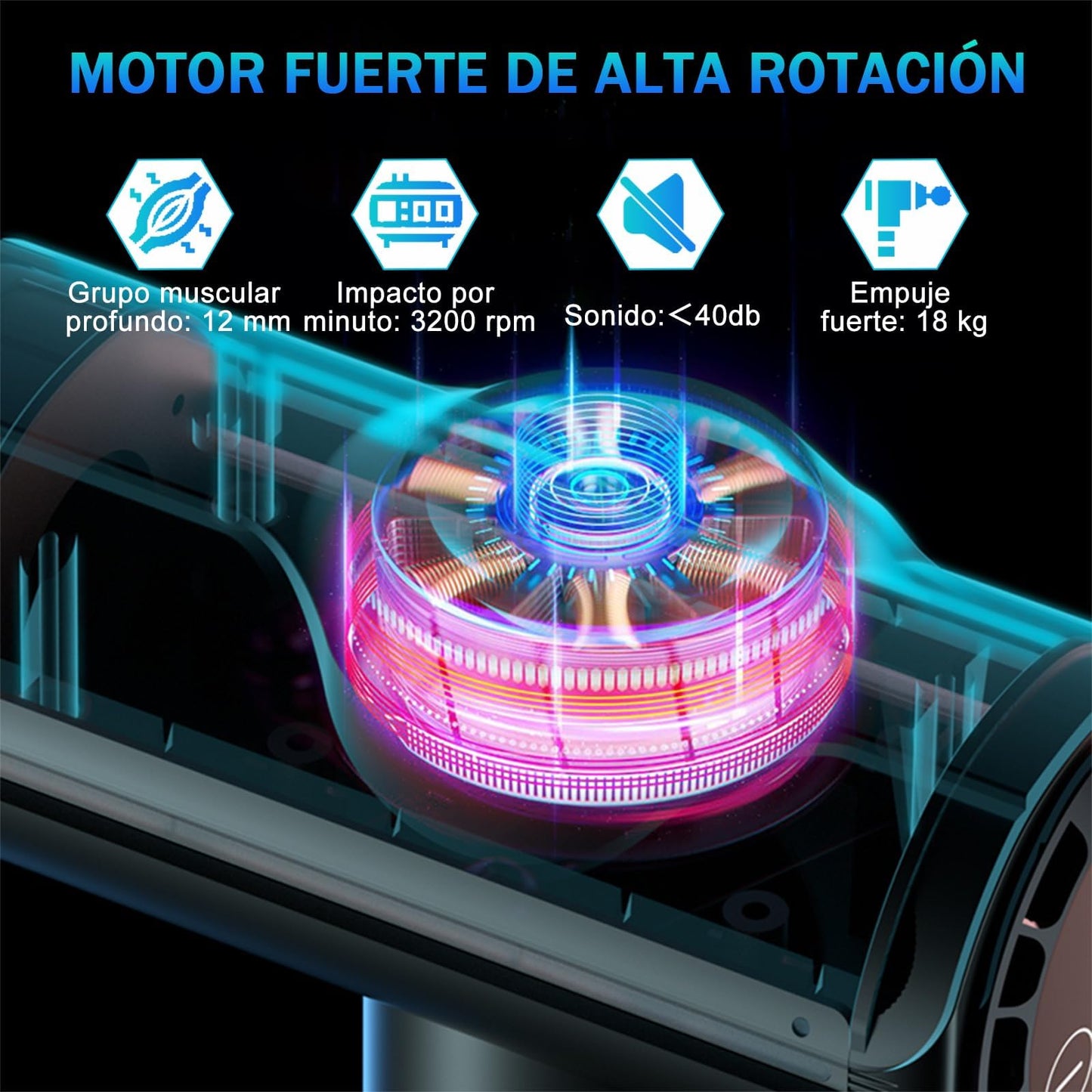 Pistola De Masaje Muscular, Pistola Masajeadora con 11 Cabezales y 20 Velocidades Ajustables,Masajeadores Eléctrico de Mano con Pantalla Lcd,Masajeador Muscular Ideal para Hombros,Cuello, Espalda