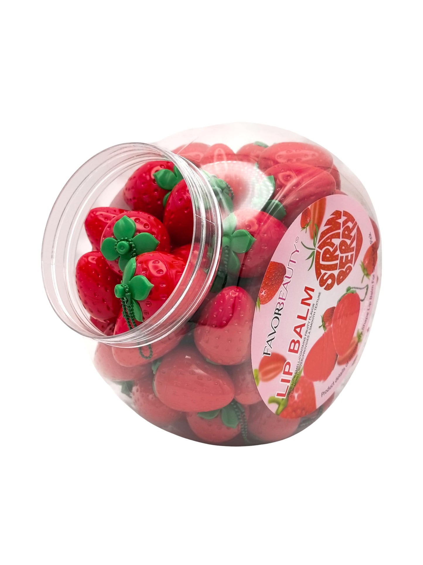 Bálsamo Labial de Fresa Lip Balm 60 Pcs - Hidratante, Protector de Labios Secos y Agrietados con un Delicioso Aroma a Efecto de Larga Duración.