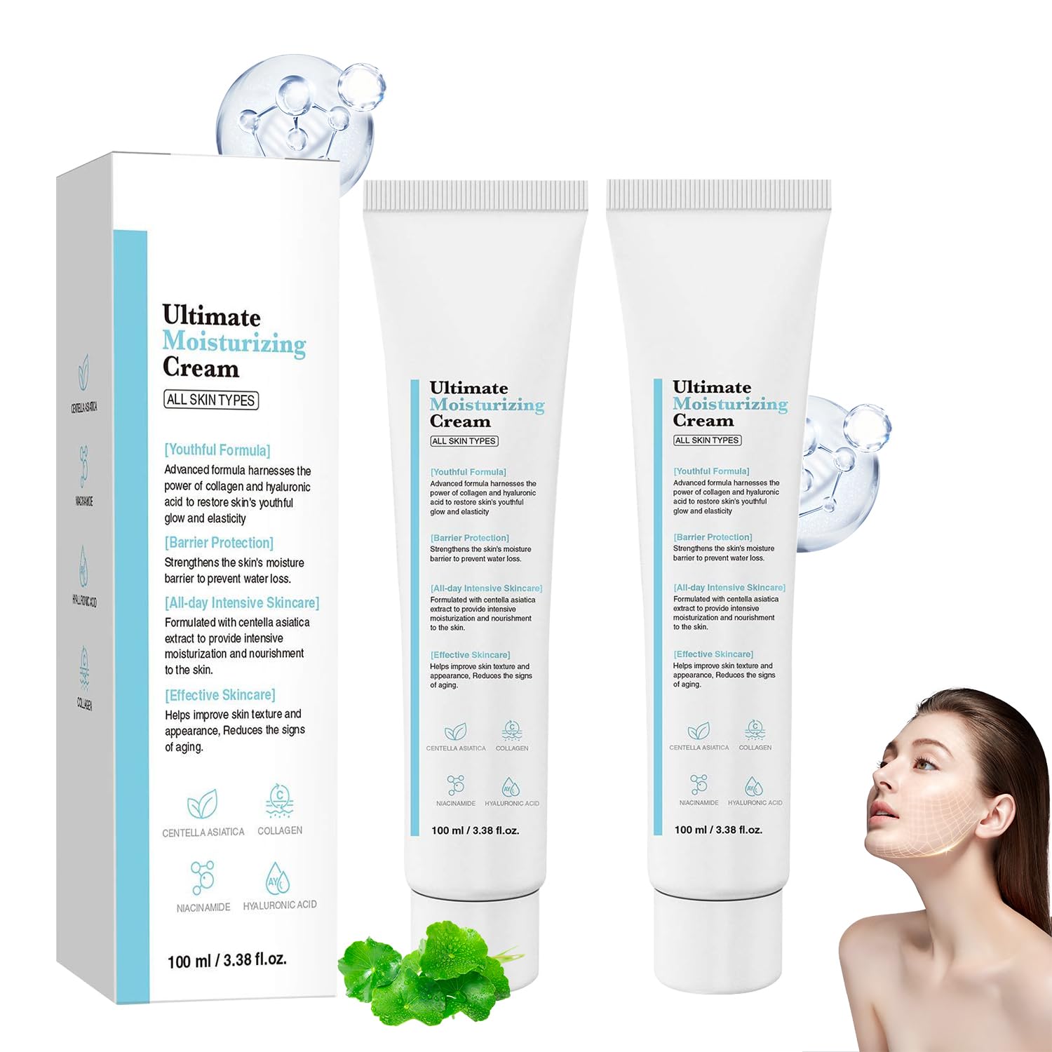 Crema Hidratante Vegana Anti-Edad con Fórmula Revitalizante - Set de 2 Unidades. ¡Hidratación Profunda y Piel Radiante! Ideal para Cuidado de la Piel.