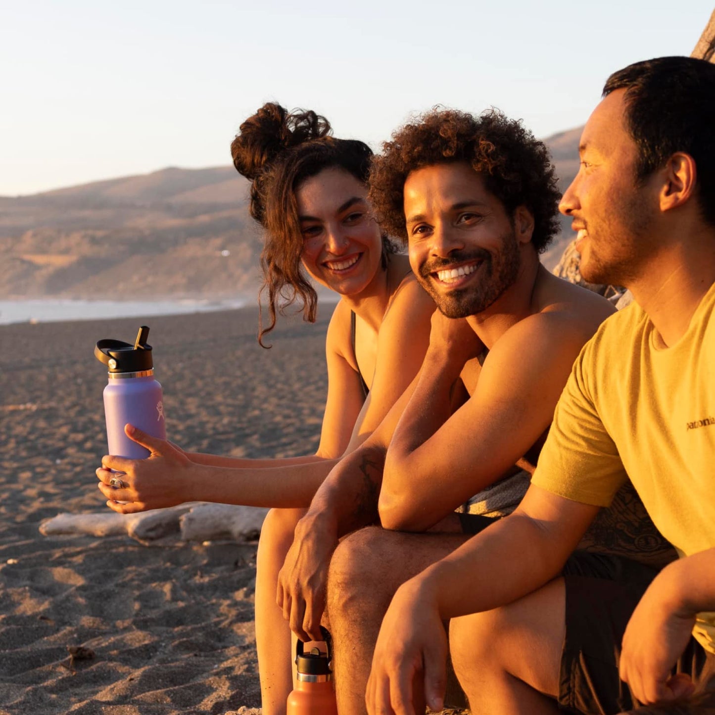 Botella Hydro Flask Piedra con Tapa Ancha y Popote Flexible