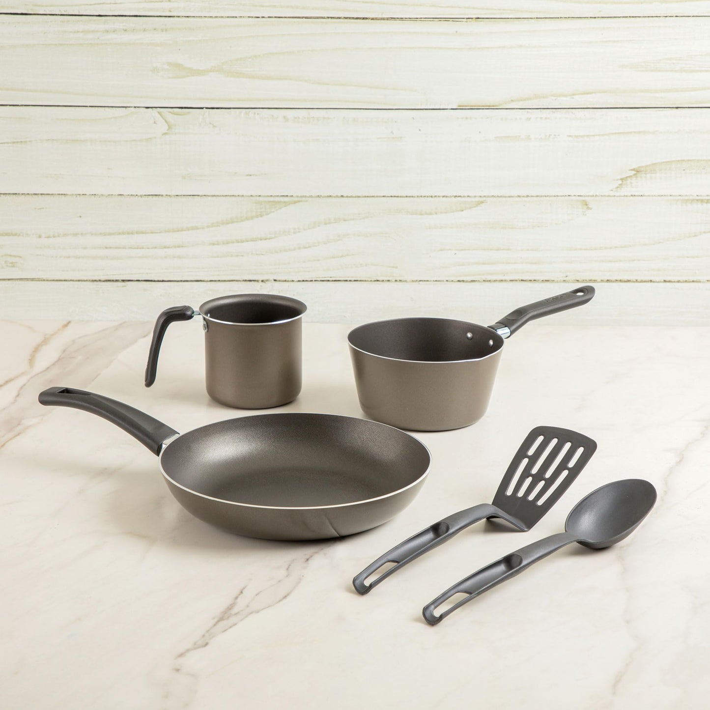 Batería de Cocina Ekco Gris Antiadherente de Aluminio 5 Piezas