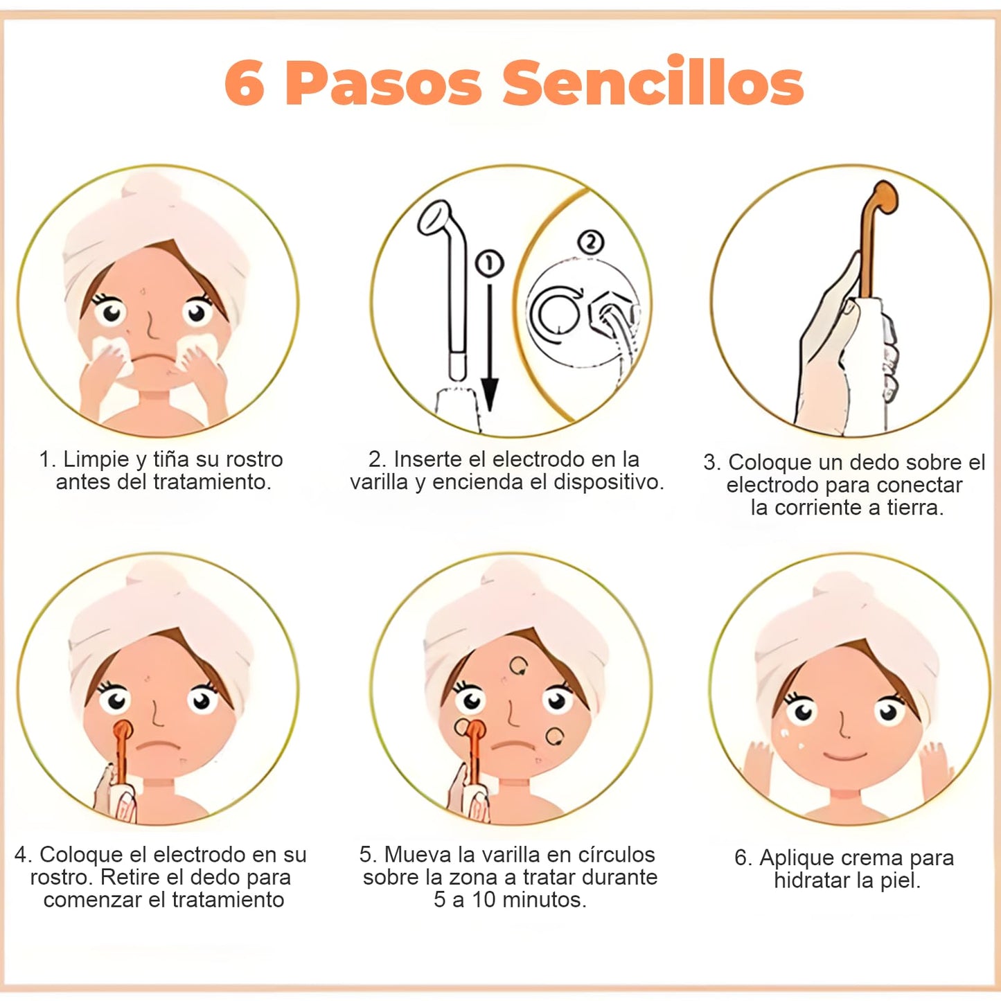 LEKOU Alta Frecuencia Estetica Facial Profesional, Facial De Alta Frecuencia Para Eliminar Arrugas y Manchas De La Piel, Masaje Facial Mejora El Cuidado De La Piel y Los Folículos Pilosos