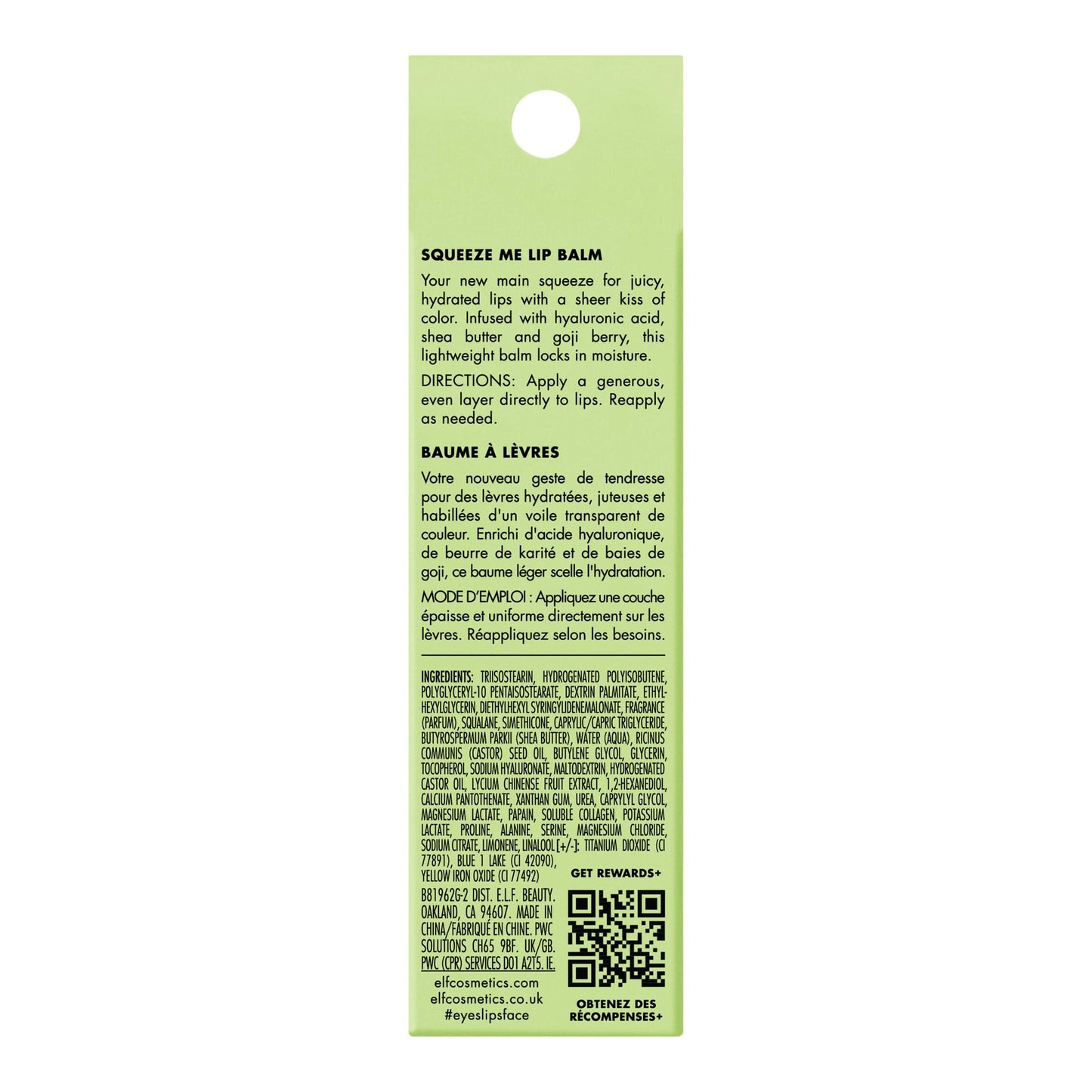 Bálsamo para labios e.l.f. Squeeze Me Lip Balm Honeydew