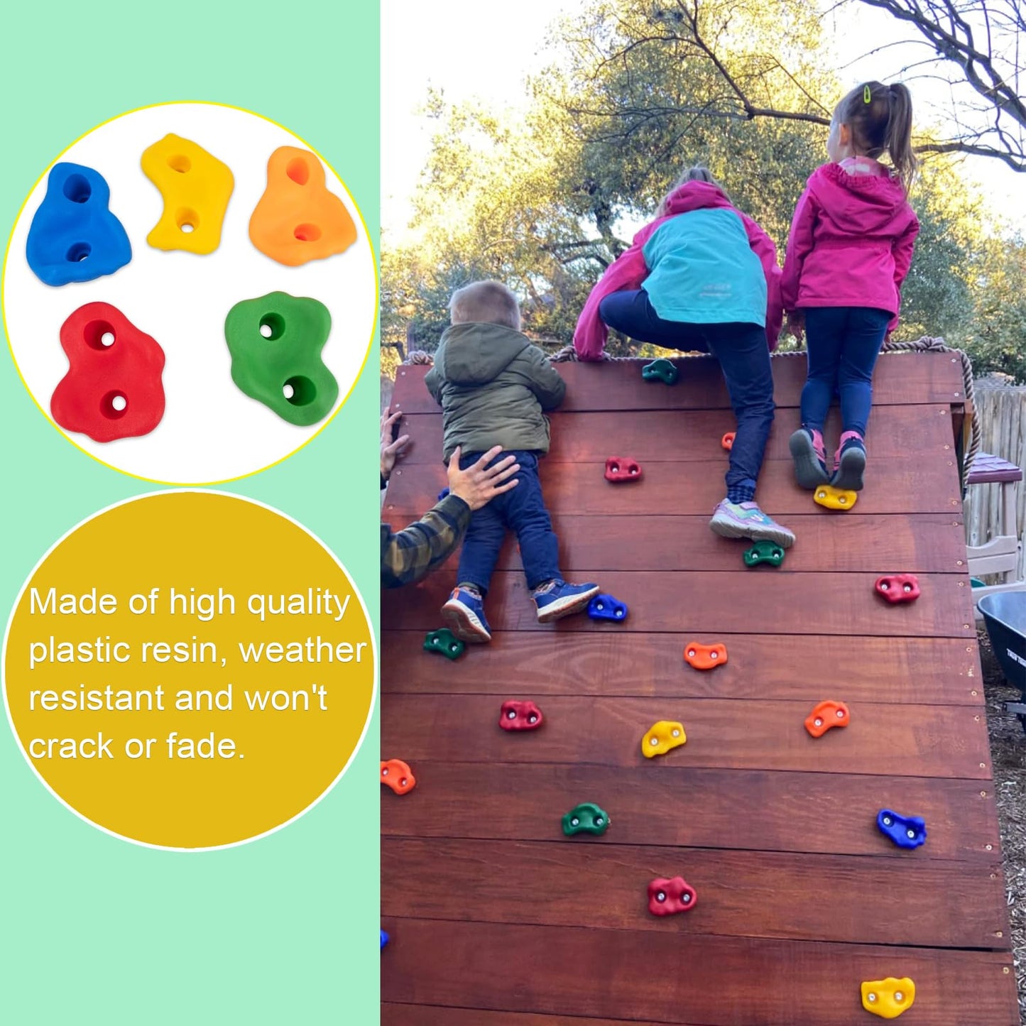 KAKO - Soportes para escalada en roca, para escalada en pared de roca, para niños, para escalada en roca para niños, para escalada en roca para niños con accesorios de montaje (25 piezas)
