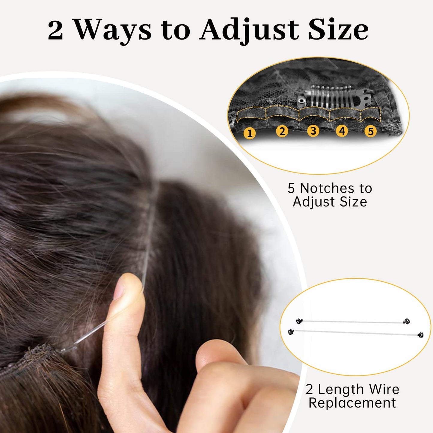 Slzhds Extensiones de Cabello Natural Ondulado, Extensión de Liga, Extensiones de Cabello Ondulado, Extensiones Halo con Diadema Invisible, 3/4 Cabeza Completa Ondulada Extensiones Cabello con Clip Seguros Extraíbles, Tamaño Ajustable, Resistente al Calor